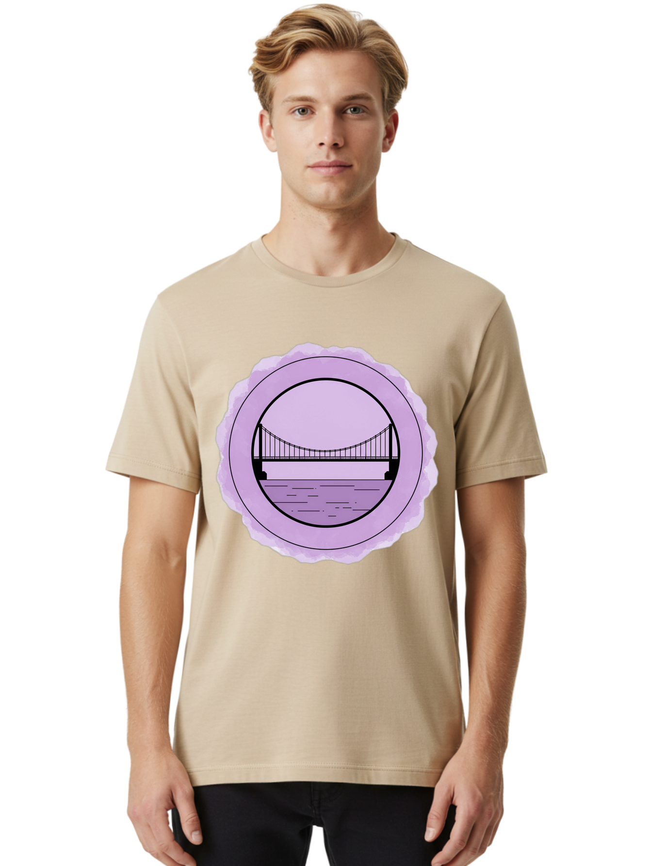 Bridge-Illustration Men'S Graphic Tee, 100% Cotton, Comfortable Casual Summer Wear, Machine Washable, Vintage Camera, Old Camera, Antique Camera, Black Camera, Classic Photography, Photography Equipment, Nostalgic Device, Film Camera, Bae905