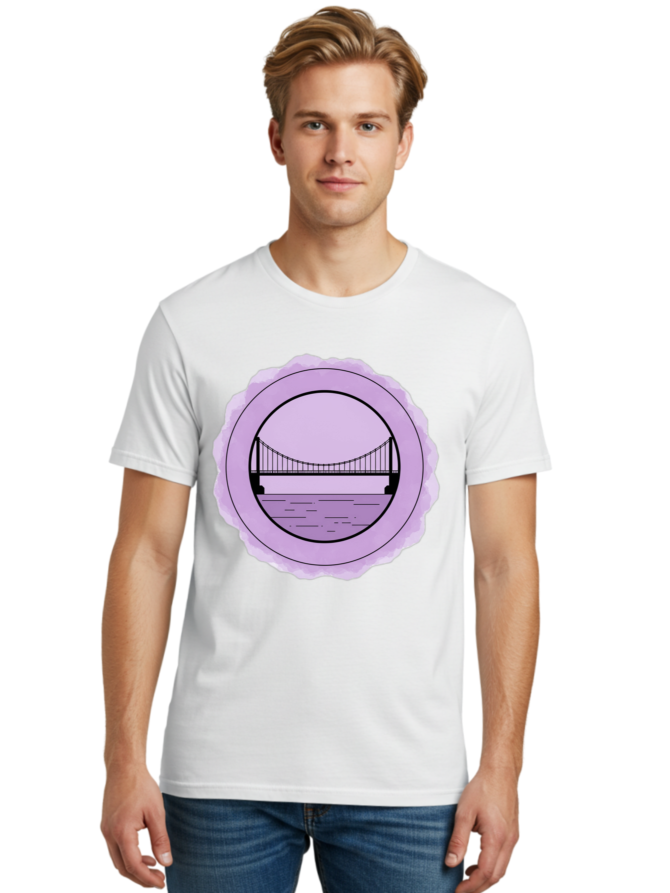 Bridge-Illustration Men'S Graphic Tee, 100% Cotton, Comfortable Casual Summer Wear, Machine Washable, Vintage Camera, Old Camera, Antique Camera, Black Camera, Classic Photography, Photography Equipment, Nostalgic Device, Film Camera, Bae905