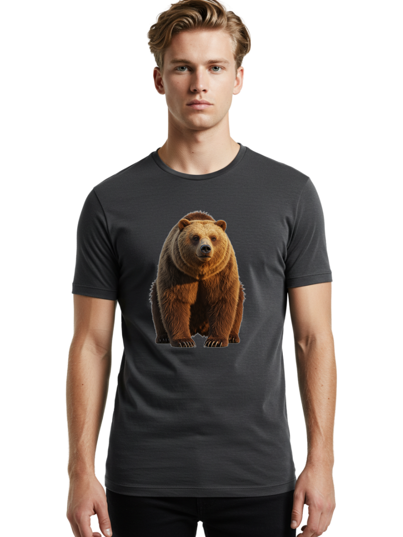Brown-Bear-2 Men'S Graphic Tee, 100% Cotton, Comfortable Casual Summer Wear, Machine Washable, Vintage Camera, Old Camera, Antique Camera, Black Camera, Classic Photography, Photography Equipment, Nostalgic Device, Film Camera, Camera Art Bae909