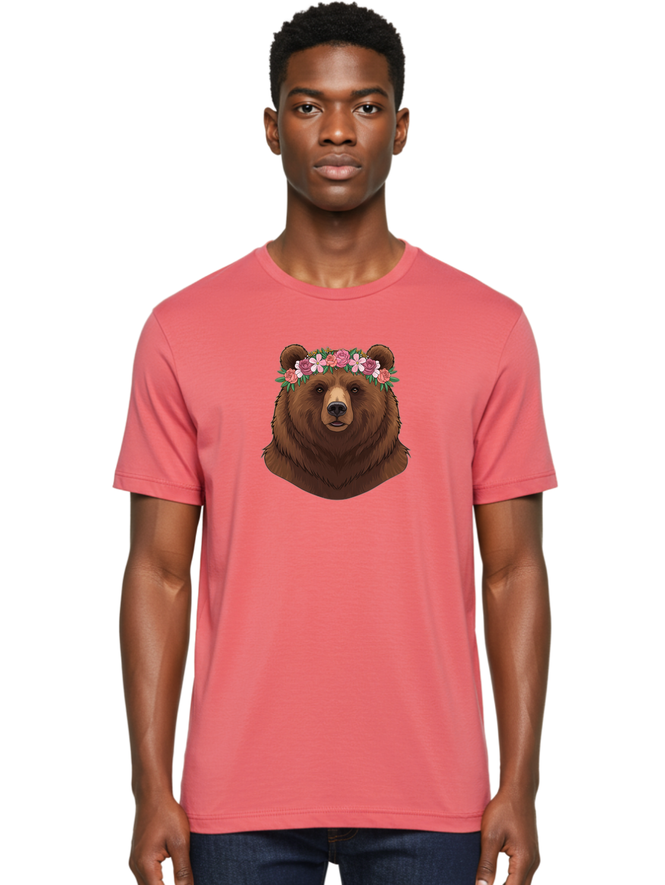 Brown-Bear-Crowned-With-Flowers Men'S Graphic Tee, 100% Cotton, Comfortable Casual Summer Wear, Machine Washable, Vintage Camera, Old Camera, Antique Camera, Black Camera, Classic Photography, Photography Equipment, Nostalgic Device, Bae916