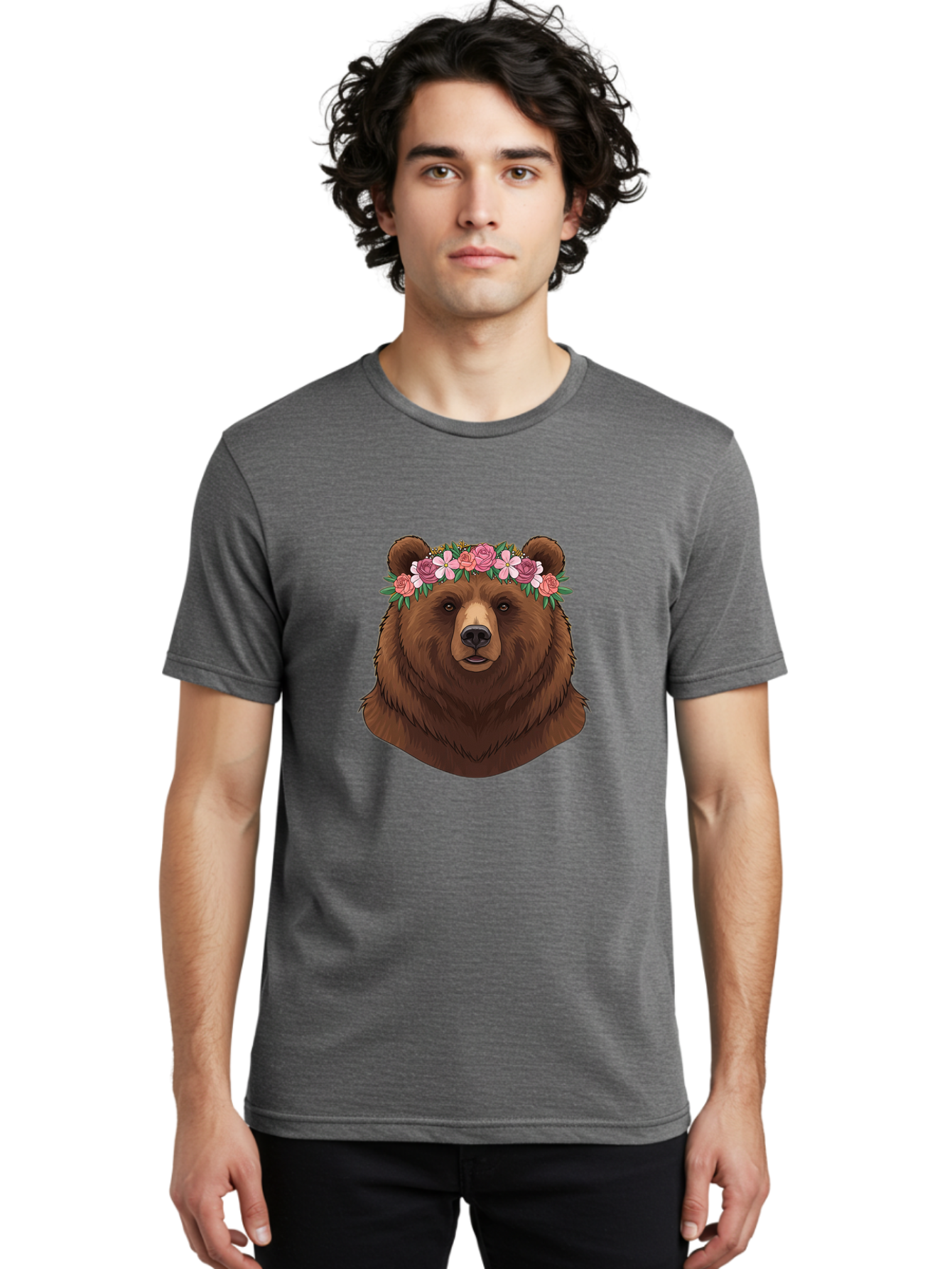 Brown-Bear-Crowned-With-Flowers Men'S Graphic Tee, 100% Cotton, Comfortable Casual Summer Wear, Machine Washable, Vintage Camera, Old Camera, Antique Camera, Black Camera, Classic Photography, Photography Equipment, Nostalgic Device, Bae916
