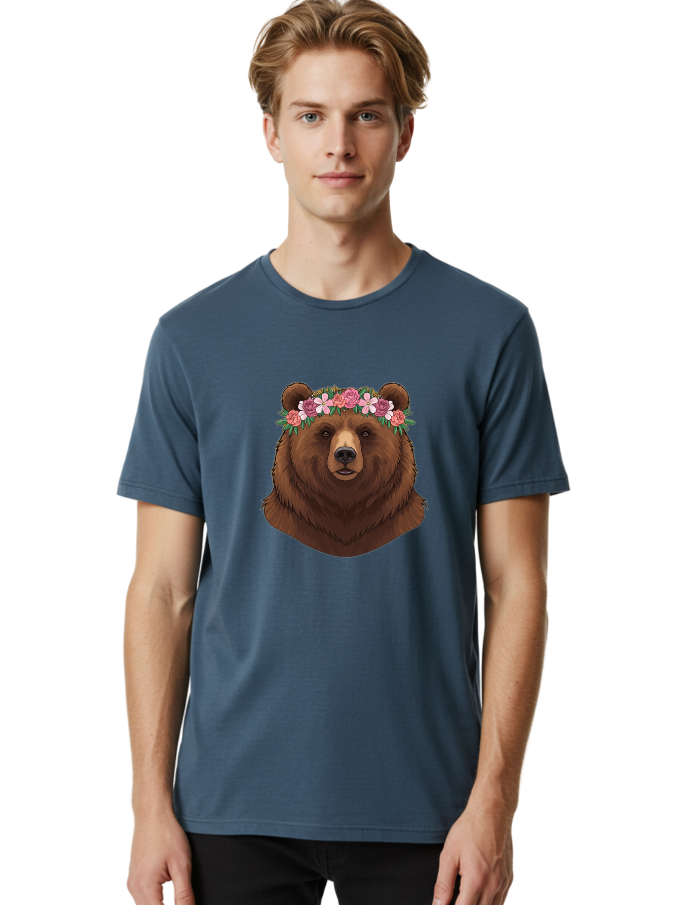 Brown-Bear-Crowned-With-Flowers Men'S Graphic Tee, 100% Cotton, Comfortable Casual Summer Wear, Machine Washable, Vintage Camera, Old Camera, Antique Camera, Black Camera, Classic Photography, Photography Equipment, Nostalgic Device, Bae916