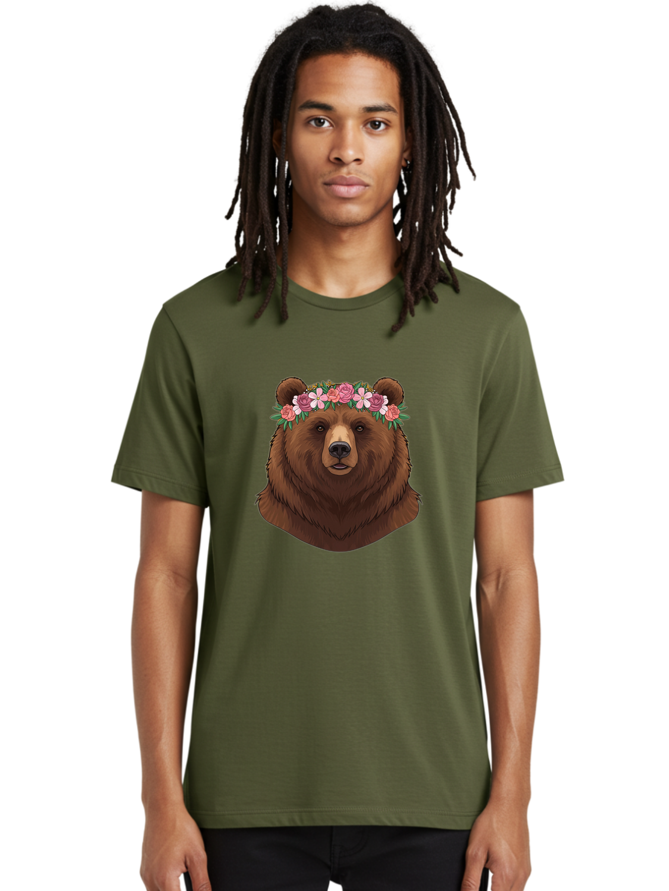 Brown-Bear-Crowned-With-Flowers Men'S Graphic Tee, 100% Cotton, Comfortable Casual Summer Wear, Machine Washable, Vintage Camera, Old Camera, Antique Camera, Black Camera, Classic Photography, Photography Equipment, Nostalgic Device, Bae916