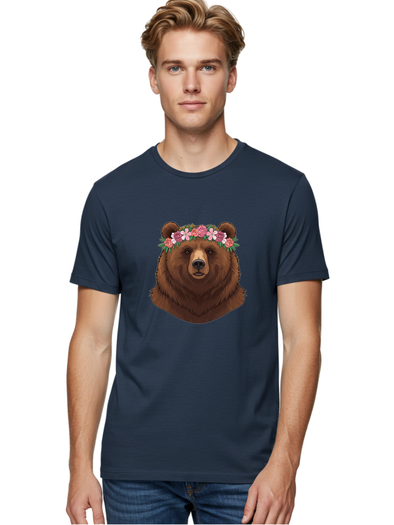 Brown-Bear-Crowned-With-Flowers Men'S Graphic Tee, 100% Cotton, Comfortable Casual Summer Wear, Machine Washable, Vintage Camera, Old Camera, Antique Camera, Black Camera, Classic Photography, Photography Equipment, Nostalgic Device, Bae916