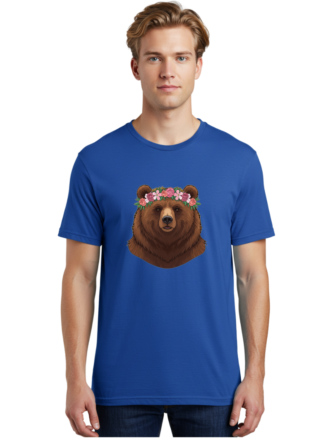 Brown-Bear-Crowned-With-Flowers Men'S Graphic Tee, 100% Cotton, Comfortable Casual Summer Wear, Machine Washable, Vintage Camera, Old Camera, Antique Camera, Black Camera, Classic Photography, Photography Equipment, Nostalgic Device, Bae916
