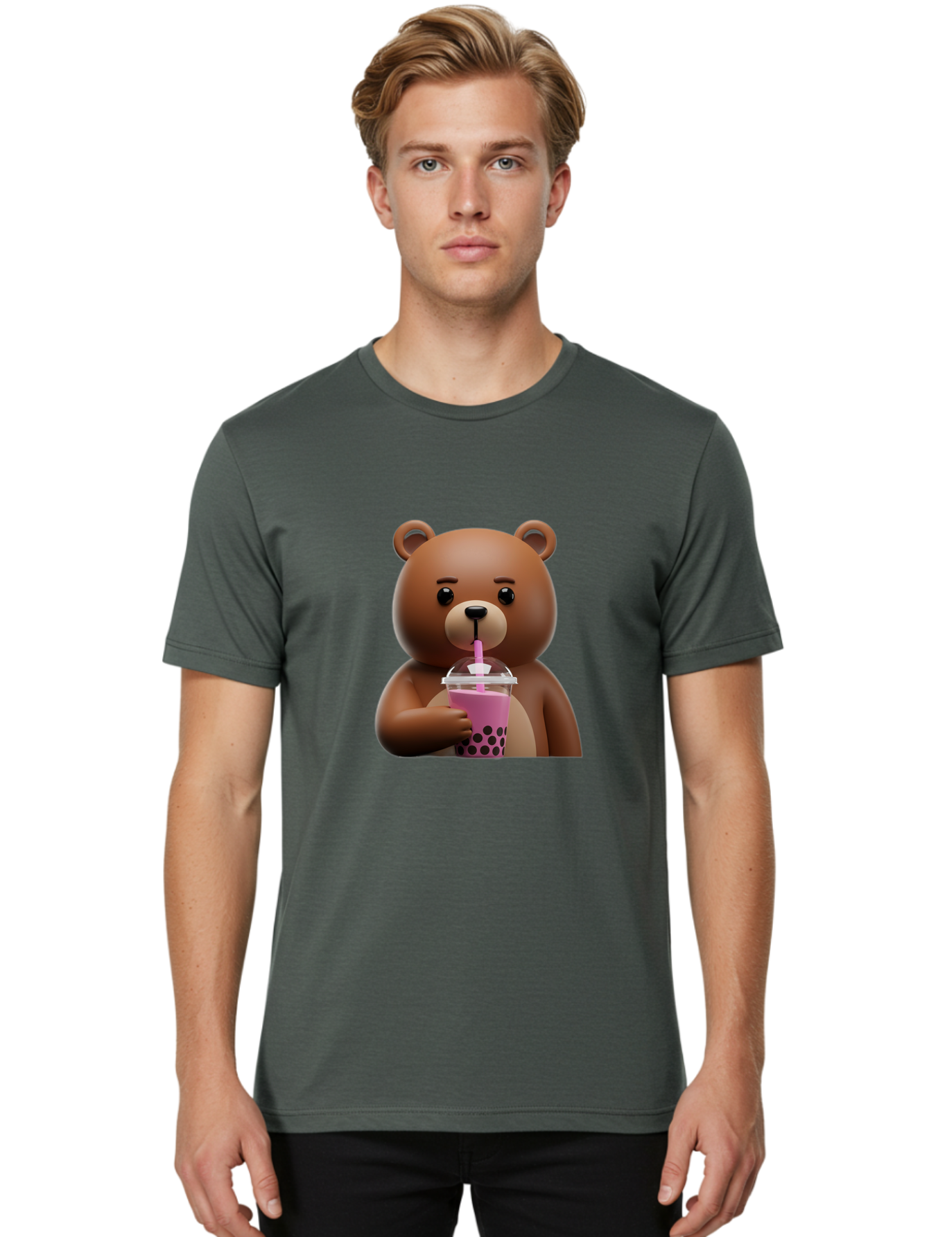 Brown-Bear-Drinking-Boba-Tea Men'S Graphic Tee, 100% Cotton, Comfortable Casual Summer Wear, Machine Washable, Vintage Camera, Old Camera, Antique Camera, Black Camera, Classic Photography, Photography Equipment, Nostalgic Device, Film Camera, Bae917