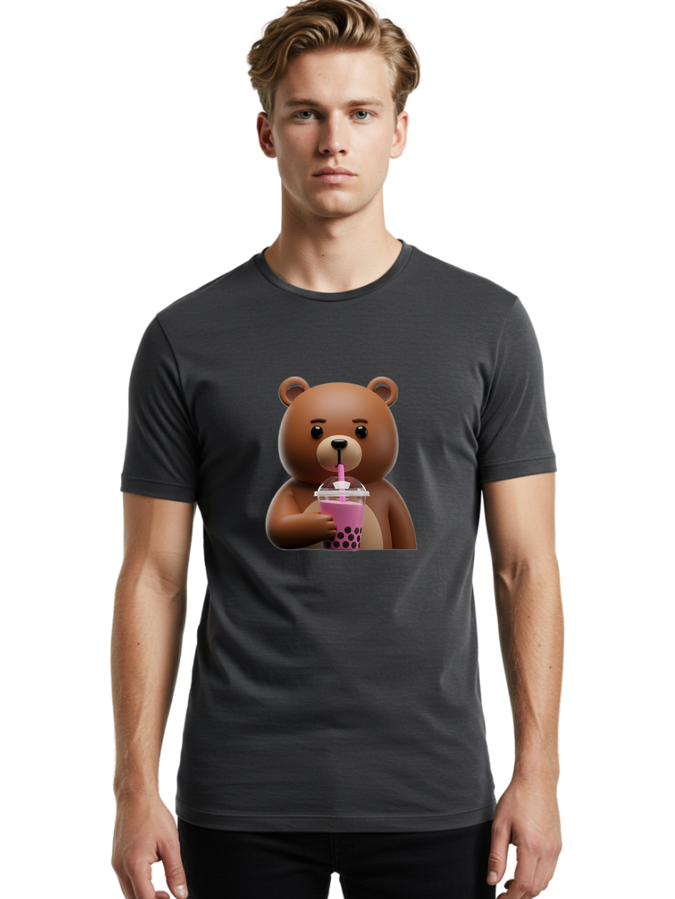 Brown-Bear-Drinking-Boba-Tea Men'S Graphic Tee, 100% Cotton, Comfortable Casual Summer Wear, Machine Washable, Vintage Camera, Old Camera, Antique Camera, Black Camera, Classic Photography, Photography Equipment, Nostalgic Device, Film Camera, Bae917