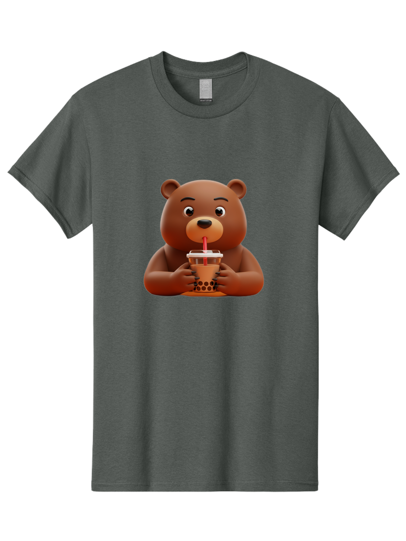 Brown-Bear-Drinking-Bubble-Tea Men'S Graphic Tee, 100% Cotton, Comfortable Casual Summer Wear, Machine Washable, Vintage Camera, Old Camera, Antique Camera, Black Camera, Classic Photography, Photography Equipment, Nostalgic Device, Bae918