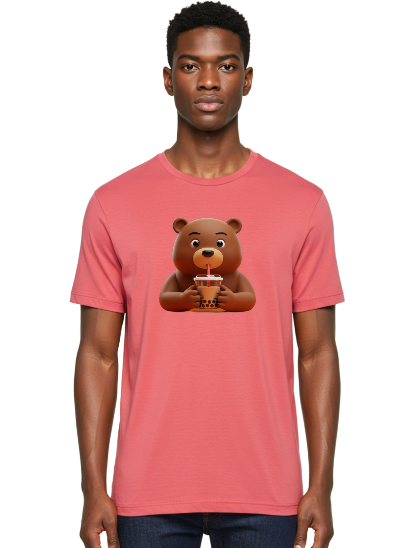 Brown-Bear-Drinking-Bubble-Tea Men'S Graphic Tee, 100% Cotton, Comfortable Casual Summer Wear, Machine Washable, Vintage Camera, Old Camera, Antique Camera, Black Camera, Classic Photography, Photography Equipment, Nostalgic Device, Bae918