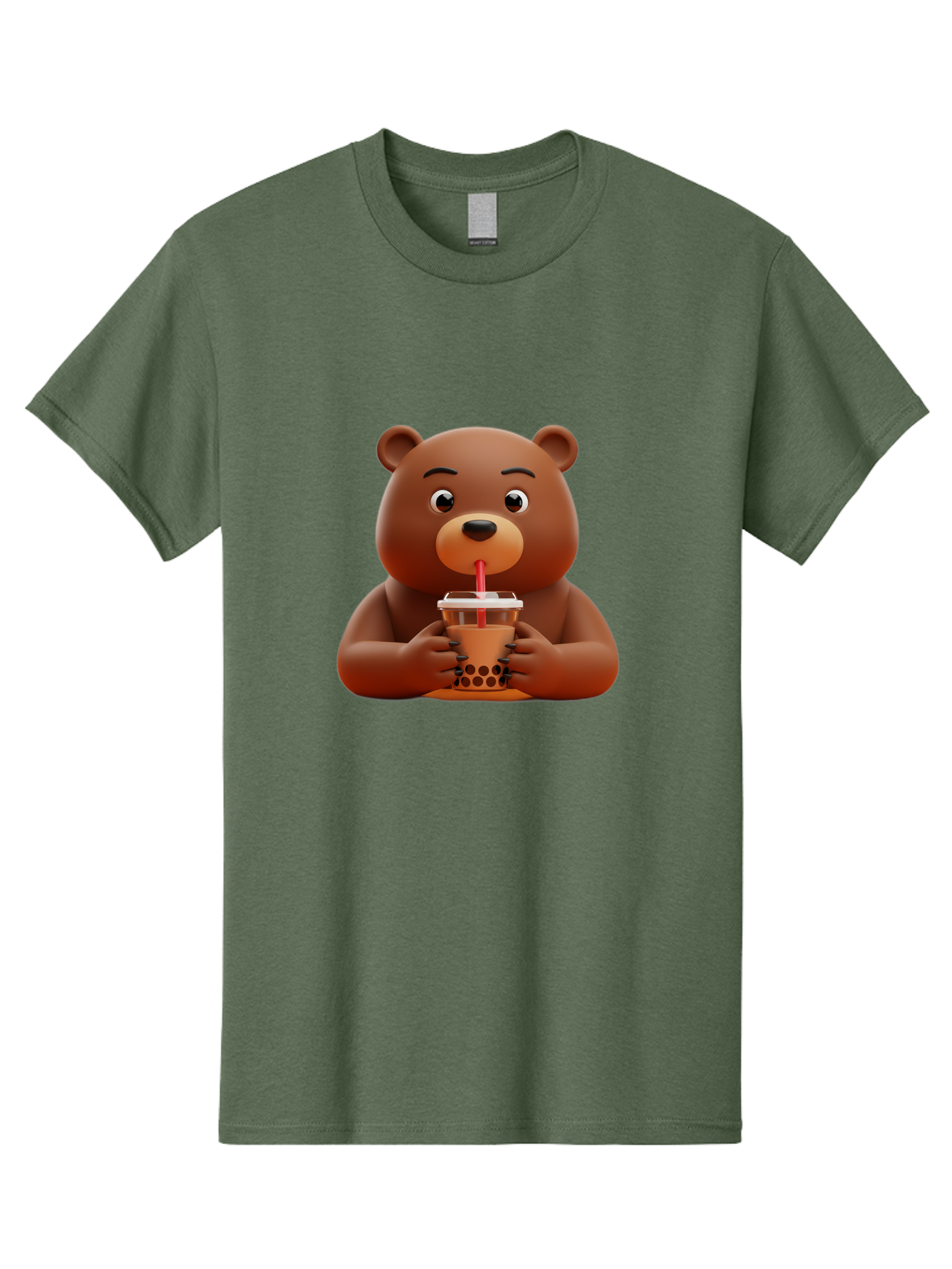 Brown-Bear-Drinking-Bubble-Tea Men'S Graphic Tee, 100% Cotton, Comfortable Casual Summer Wear, Machine Washable, Vintage Camera, Old Camera, Antique Camera, Black Camera, Classic Photography, Photography Equipment, Nostalgic Device, Bae918