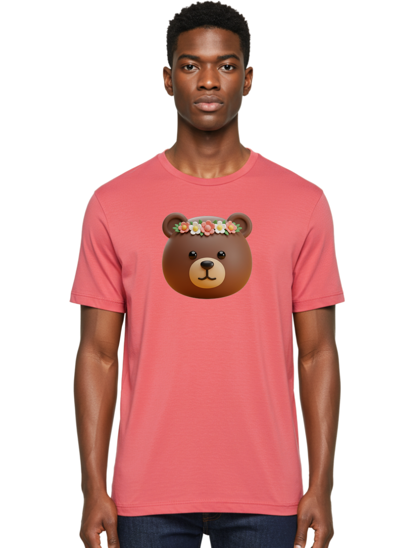 Brown-Bear-Emoji-With-Flowers Men'S Graphic Tee, 100% Cotton, Comfortable Casual Summer Wear, Machine Washable, Vintage Camera, Old Camera, Antique Camera, Black Camera, Classic Photography, Photography Equipment, Nostalgic Device, Bae919