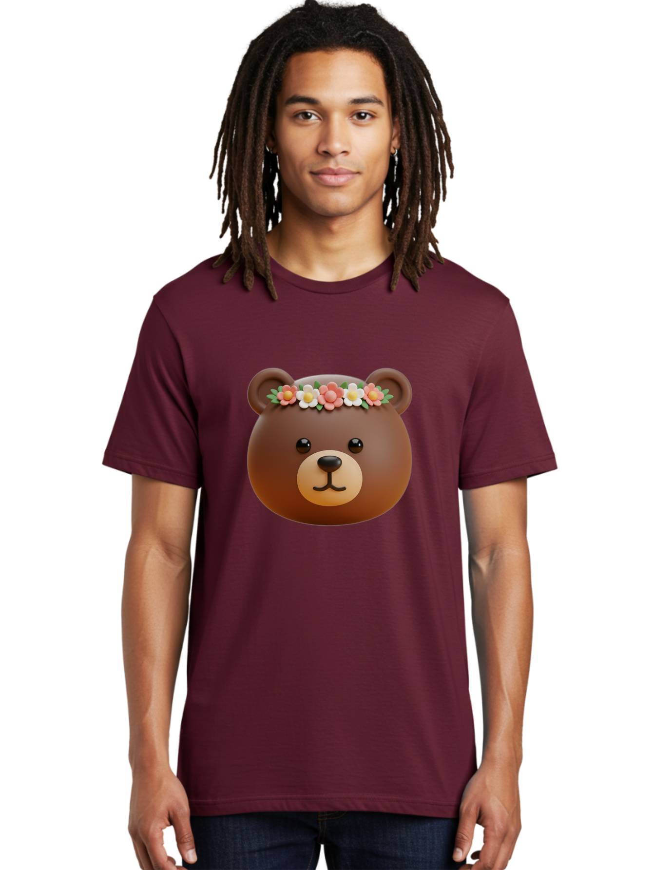 Brown-Bear-Emoji-With-Flowers Men'S Graphic Tee, 100% Cotton, Comfortable Casual Summer Wear, Machine Washable, Vintage Camera, Old Camera, Antique Camera, Black Camera, Classic Photography, Photography Equipment, Nostalgic Device, Bae919
