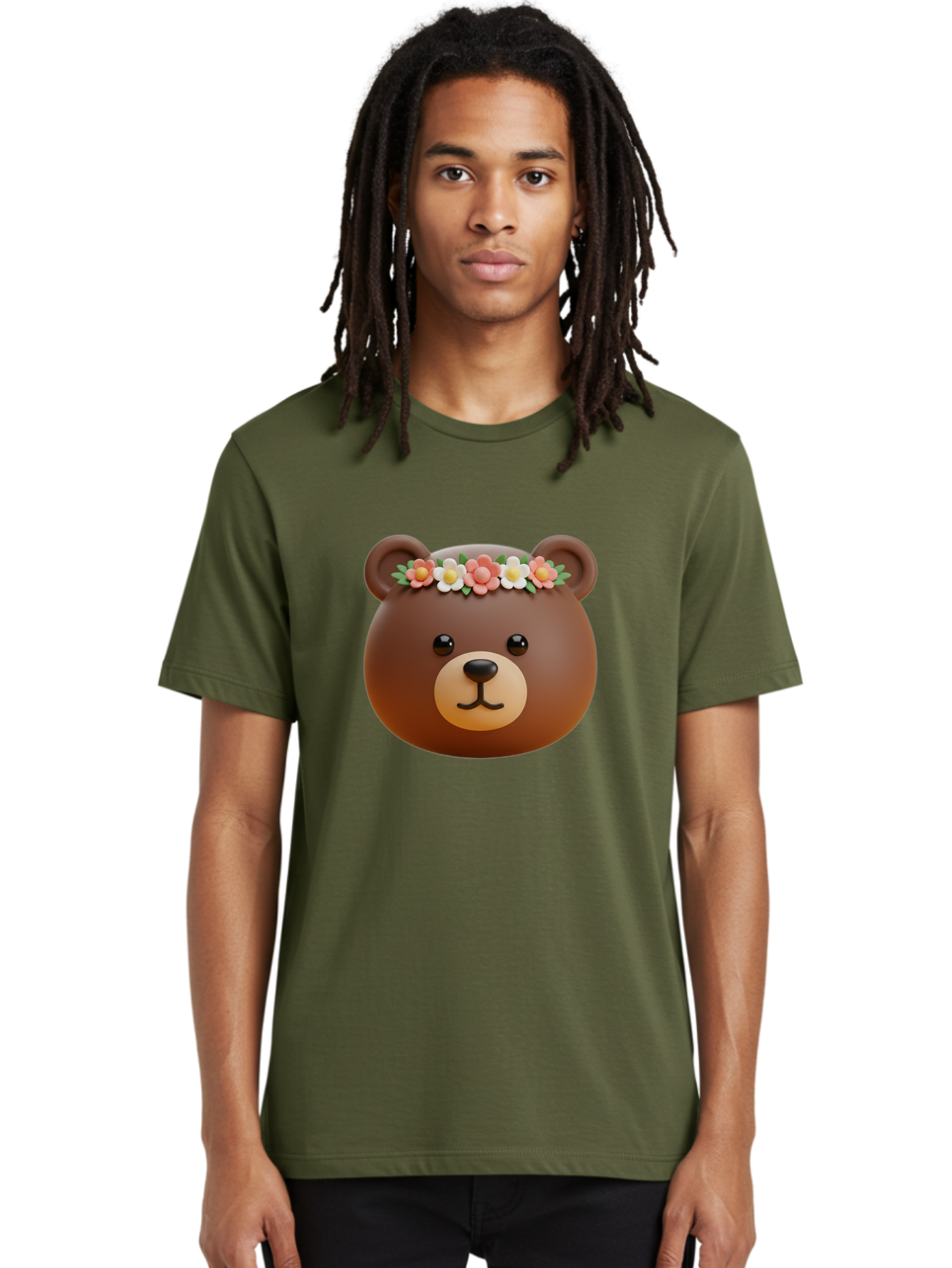 Brown-Bear-Emoji-With-Flowers Men'S Graphic Tee, 100% Cotton, Comfortable Casual Summer Wear, Machine Washable, Vintage Camera, Old Camera, Antique Camera, Black Camera, Classic Photography, Photography Equipment, Nostalgic Device, Bae919