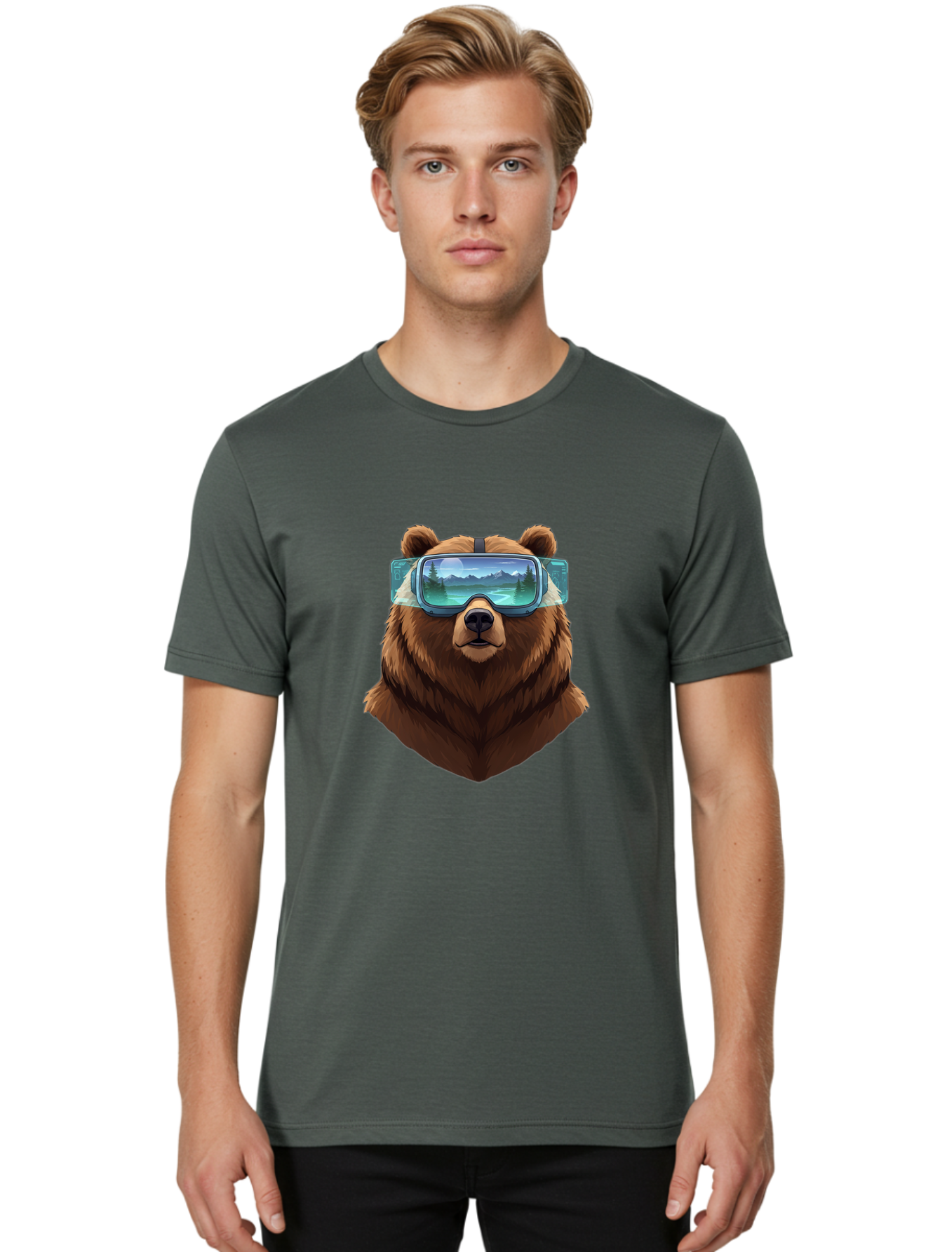 Brown-Bear-Goggles Men'S Graphic Tee, 100% Cotton, Comfortable Casual Summer Wear, Machine Washable, Vintage Camera, Old Camera, Antique Camera, Black Camera, Classic Photography, Photography Equipment, Nostalgic Device, Film Camera, Bae920