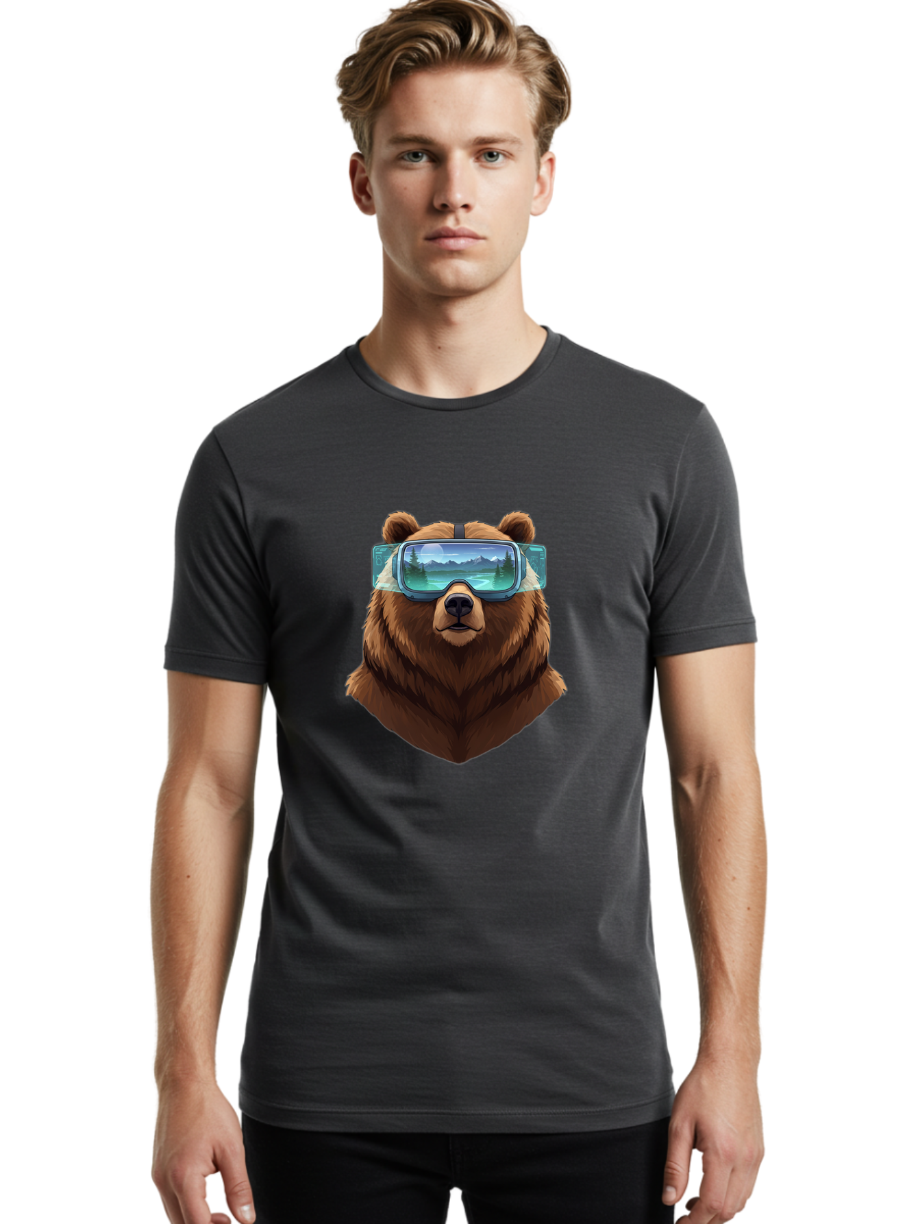Brown-Bear-Goggles Men'S Graphic Tee, 100% Cotton, Comfortable Casual Summer Wear, Machine Washable, Vintage Camera, Old Camera, Antique Camera, Black Camera, Classic Photography, Photography Equipment, Nostalgic Device, Film Camera, Bae920