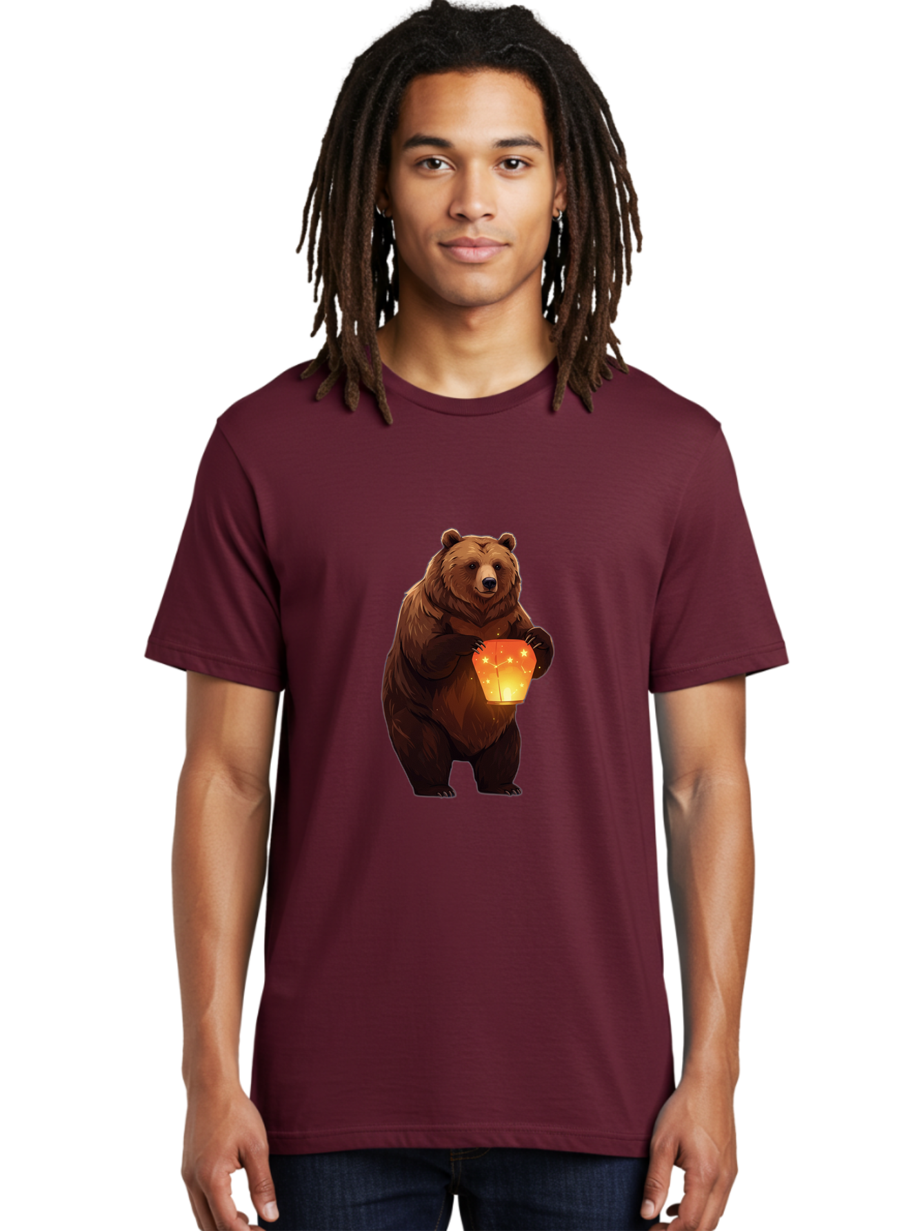 Brown-Bear-Holding-Lantern Men'S Graphic Tee, 100% Cotton, Comfortable Casual Summer Wear, Machine Washable, Vintage Camera, Old Camera, Antique Camera, Black Camera, Classic Photography, Photography Equipment, Nostalgic Device, Film Camera, Bae921