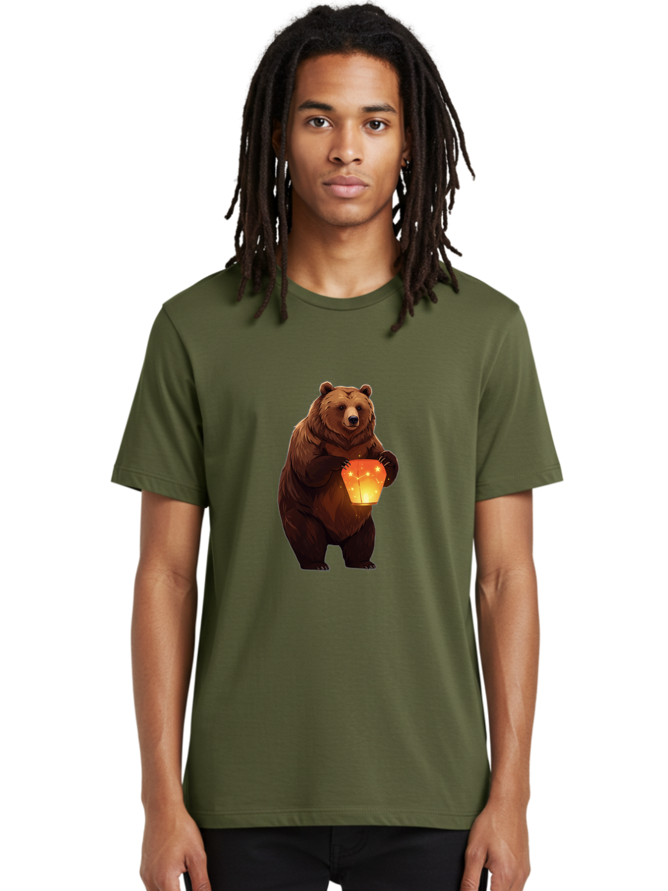 Brown-Bear-Holding-Lantern Men'S Graphic Tee, 100% Cotton, Comfortable Casual Summer Wear, Machine Washable, Vintage Camera, Old Camera, Antique Camera, Black Camera, Classic Photography, Photography Equipment, Nostalgic Device, Film Camera, Bae921