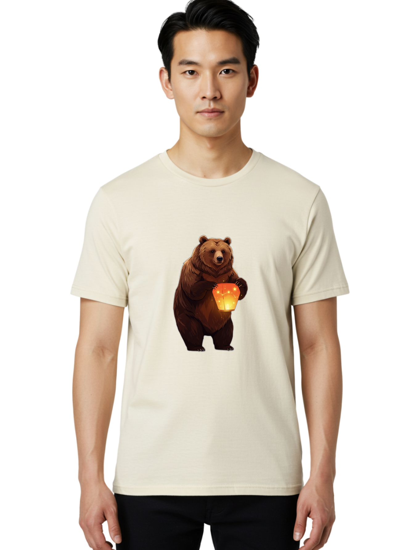 Brown-Bear-Holding-Lantern Men'S Graphic Tee, 100% Cotton, Comfortable Casual Summer Wear, Machine Washable, Vintage Camera, Old Camera, Antique Camera, Black Camera, Classic Photography, Photography Equipment, Nostalgic Device, Film Camera, Bae921