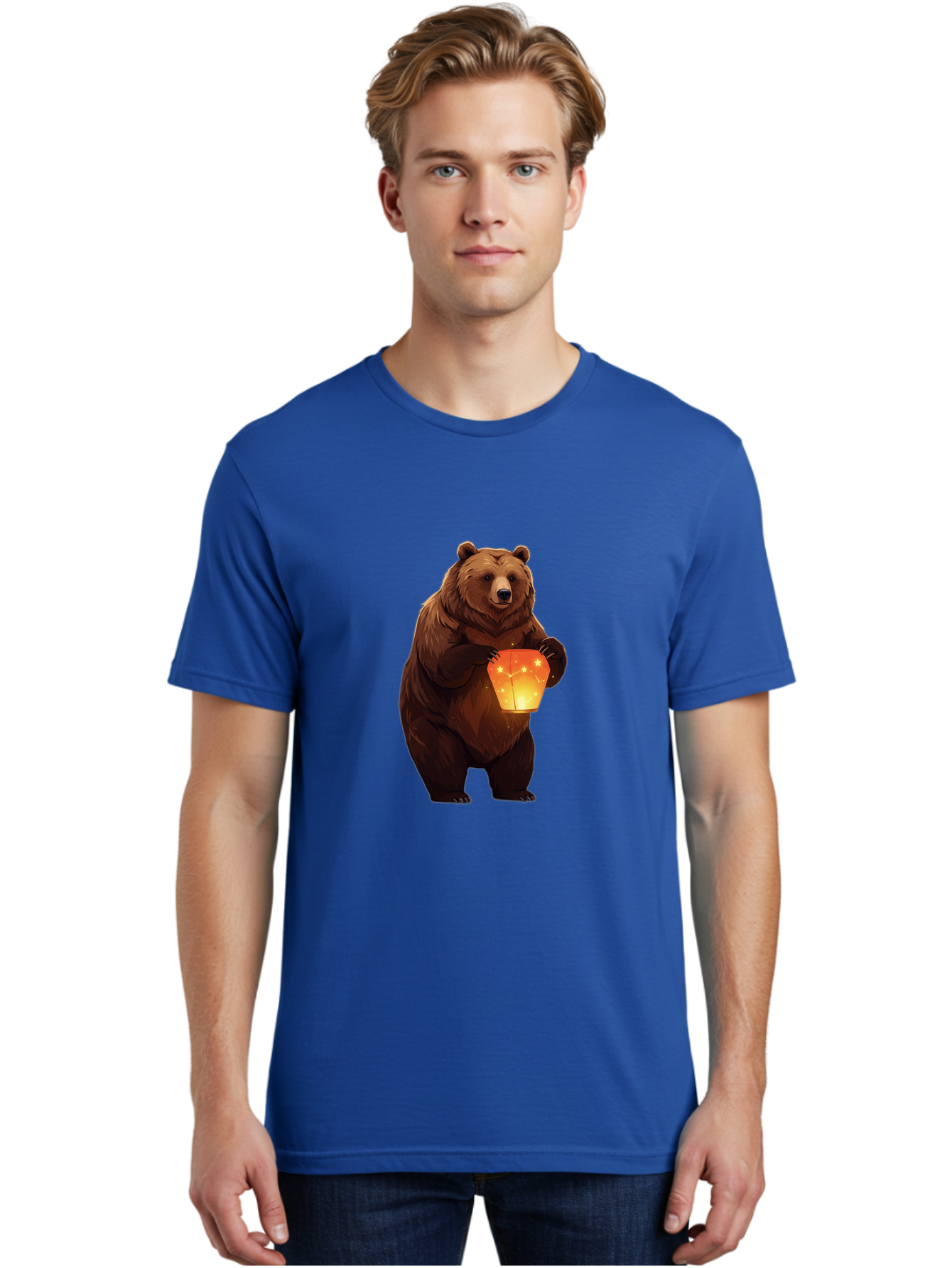 Brown-Bear-Holding-Lantern Men'S Graphic Tee, 100% Cotton, Comfortable Casual Summer Wear, Machine Washable, Vintage Camera, Old Camera, Antique Camera, Black Camera, Classic Photography, Photography Equipment, Nostalgic Device, Film Camera, Bae921