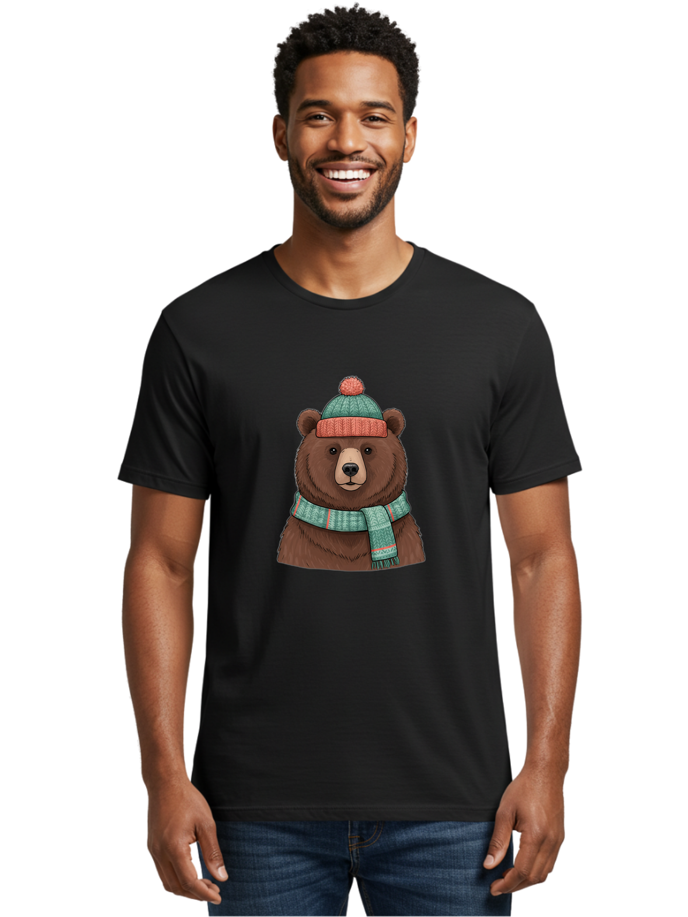 Brown-Bear-In-Winter-Hat Men'S Graphic Tee, 100% Cotton, Comfortable Casual Summer Wear, Machine Washable, Vintage Camera, Old Camera, Antique Camera, Black Camera, Classic Photography, Photography Equipment, Nostalgic Device, Film Camera, Bae922