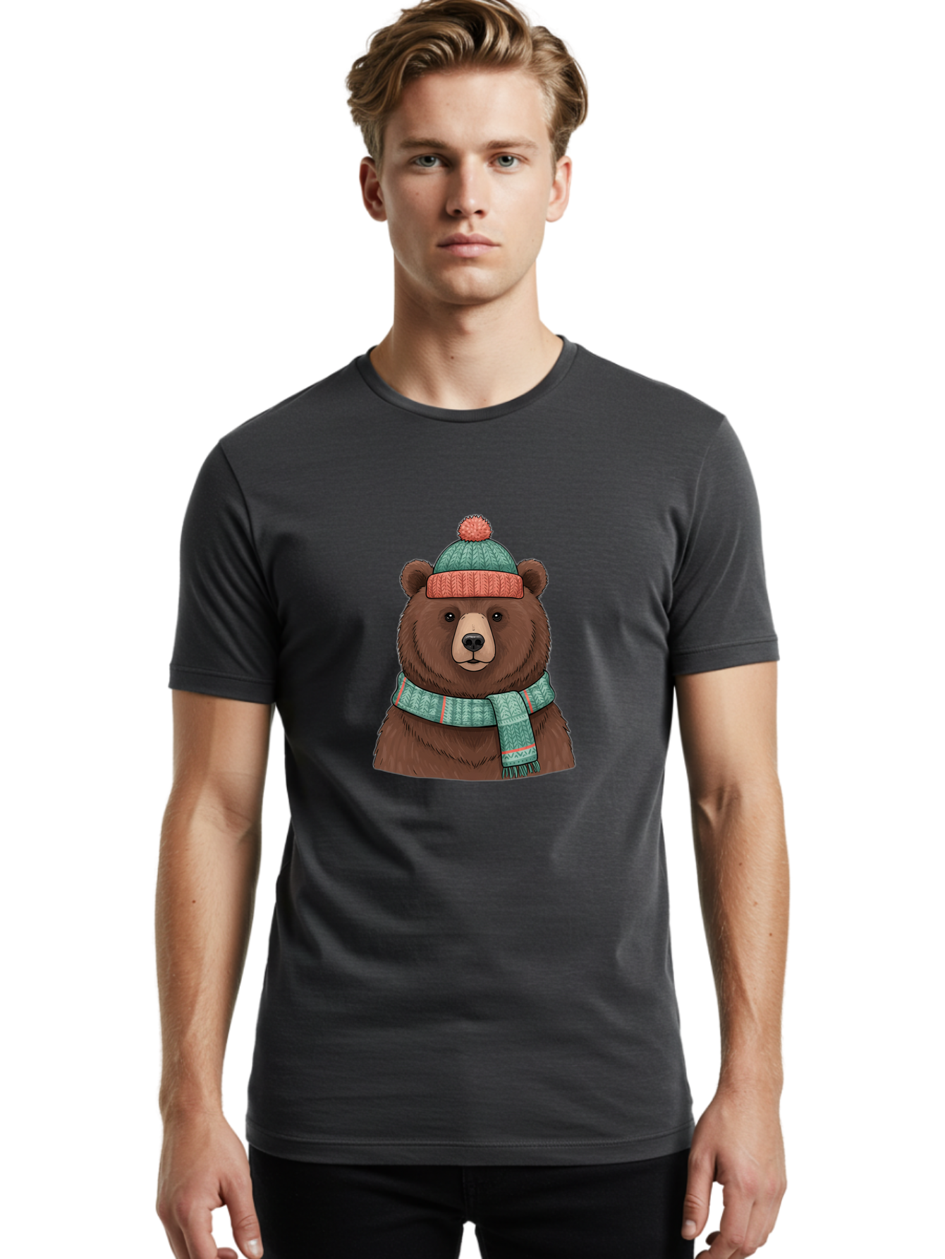 Brown-Bear-In-Winter-Hat Men'S Graphic Tee, 100% Cotton, Comfortable Casual Summer Wear, Machine Washable, Vintage Camera, Old Camera, Antique Camera, Black Camera, Classic Photography, Photography Equipment, Nostalgic Device, Film Camera, Bae922