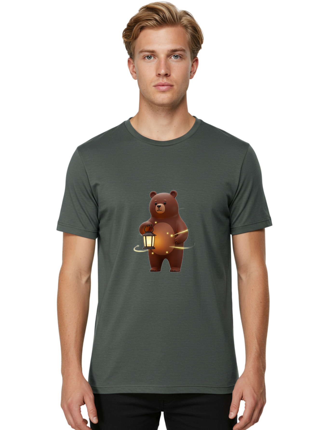 Brown-Bear-Lantern Men'S Graphic Tee, 100% Cotton, Comfortable Casual Summer Wear, Machine Washable, Vintage Camera, Old Camera, Antique Camera, Black Camera, Classic Photography, Photography Equipment, Nostalgic Device, Film Camera, Bae923