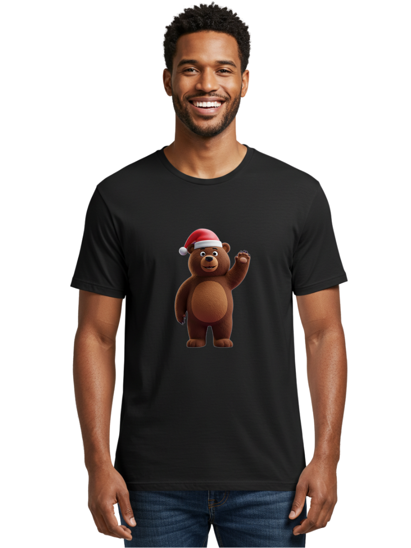 Brown-Bear-Santa-Hat-1 Men'S Graphic Tee, 100% Cotton, Comfortable Casual Summer Wear, Machine Washable, Vintage Camera, Old Camera, Antique Camera, Black Camera, Classic Photography, Photography Equipment, Nostalgic Device, Film Camera, Bae924
