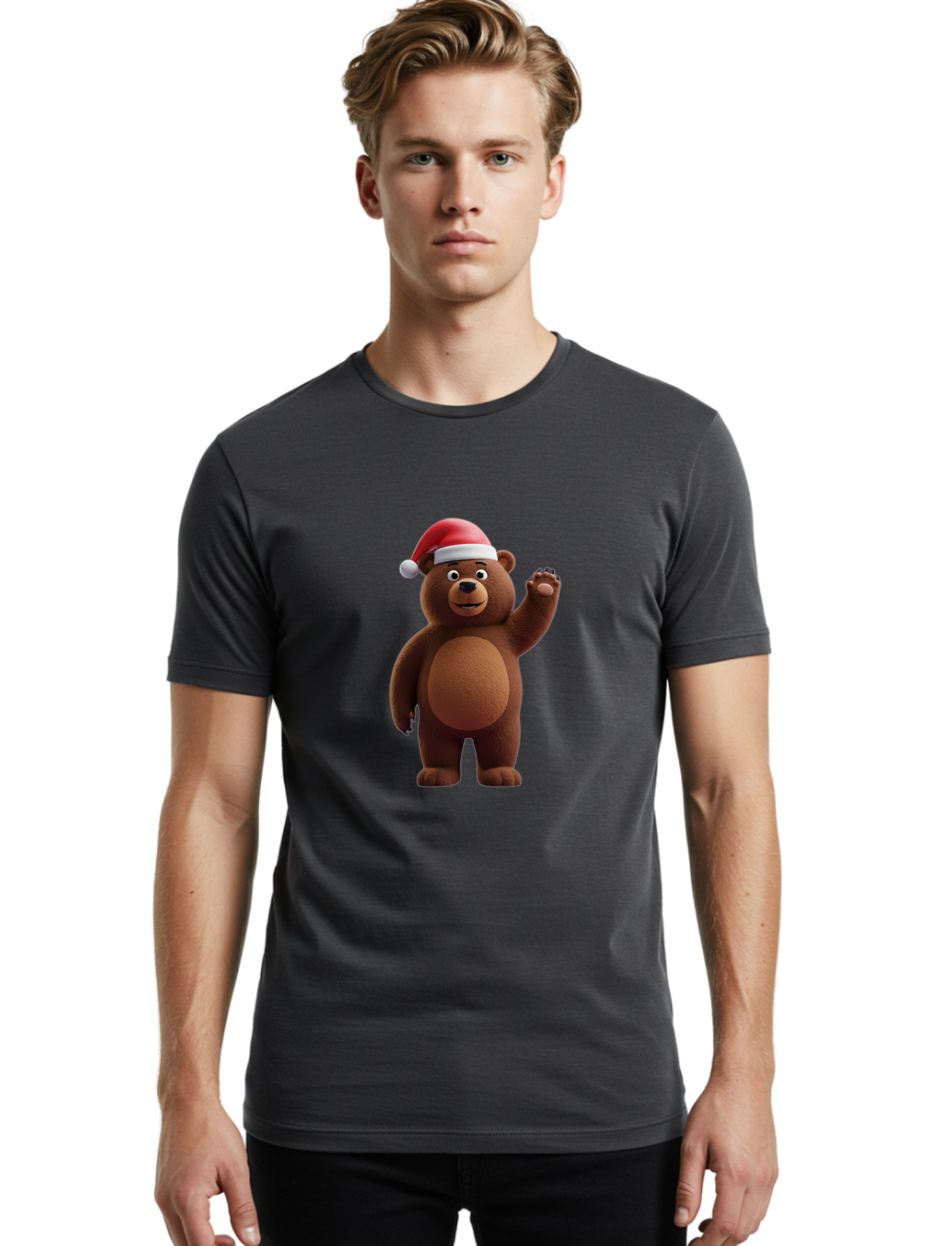 Brown-Bear-Santa-Hat-1 Men'S Graphic Tee, 100% Cotton, Comfortable Casual Summer Wear, Machine Washable, Vintage Camera, Old Camera, Antique Camera, Black Camera, Classic Photography, Photography Equipment, Nostalgic Device, Film Camera, Bae924