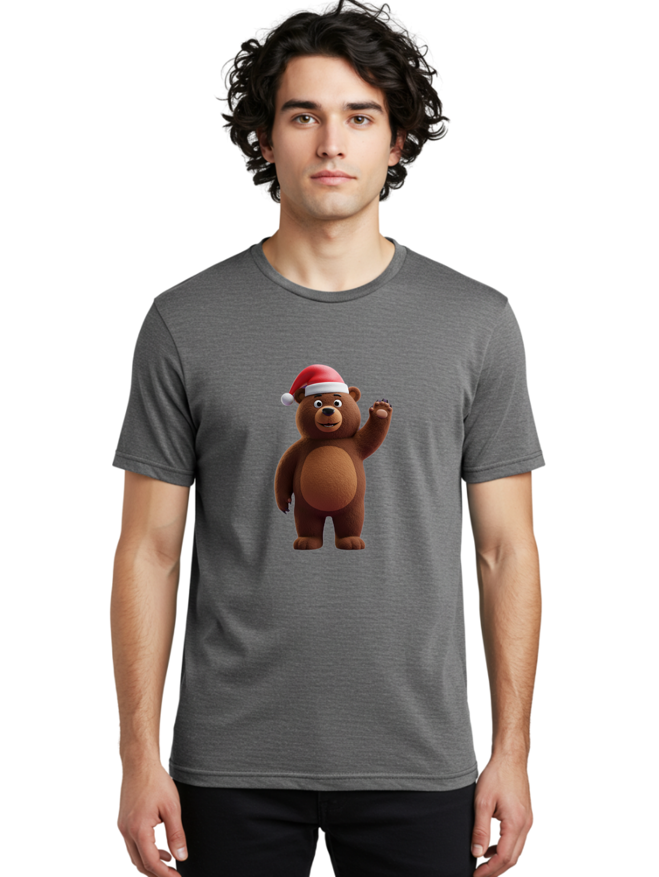 Brown-Bear-Santa-Hat-1 Men'S Graphic Tee, 100% Cotton, Comfortable Casual Summer Wear, Machine Washable, Vintage Camera, Old Camera, Antique Camera, Black Camera, Classic Photography, Photography Equipment, Nostalgic Device, Film Camera, Bae924