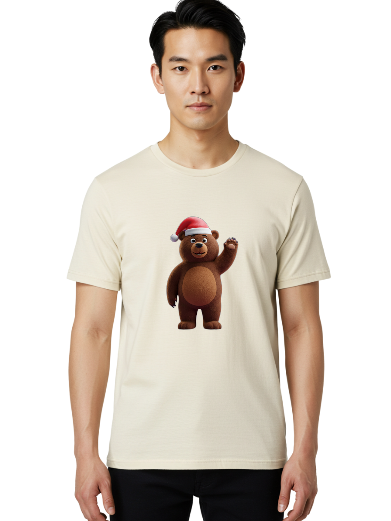 Brown-Bear-Santa-Hat-1 Men'S Graphic Tee, 100% Cotton, Comfortable Casual Summer Wear, Machine Washable, Vintage Camera, Old Camera, Antique Camera, Black Camera, Classic Photography, Photography Equipment, Nostalgic Device, Film Camera, Bae924