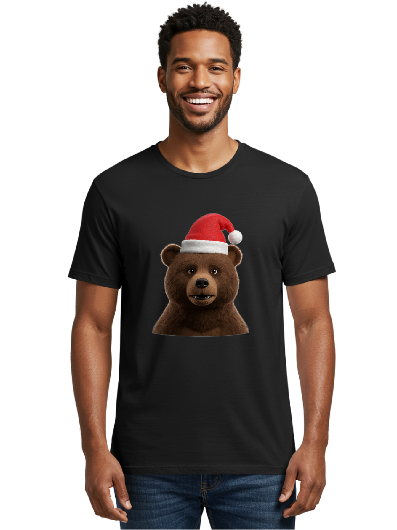 Brown-Bear-Santa-Hat Men'S Graphic Tee, 100% Cotton, Comfortable Casual Summer Wear, Machine Washable, Vintage Camera, Old Camera, Antique Camera, Black Camera, Classic Photography, Photography Equipment, Nostalgic Device, Film Camera, Bae925