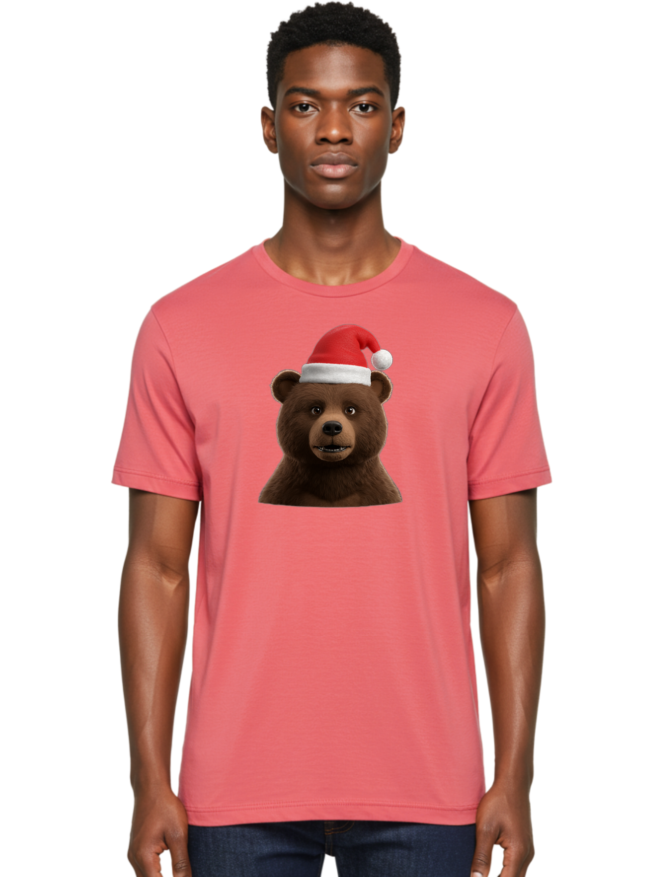 Brown-Bear-Santa-Hat Men'S Graphic Tee, 100% Cotton, Comfortable Casual Summer Wear, Machine Washable, Vintage Camera, Old Camera, Antique Camera, Black Camera, Classic Photography, Photography Equipment, Nostalgic Device, Film Camera, Bae925