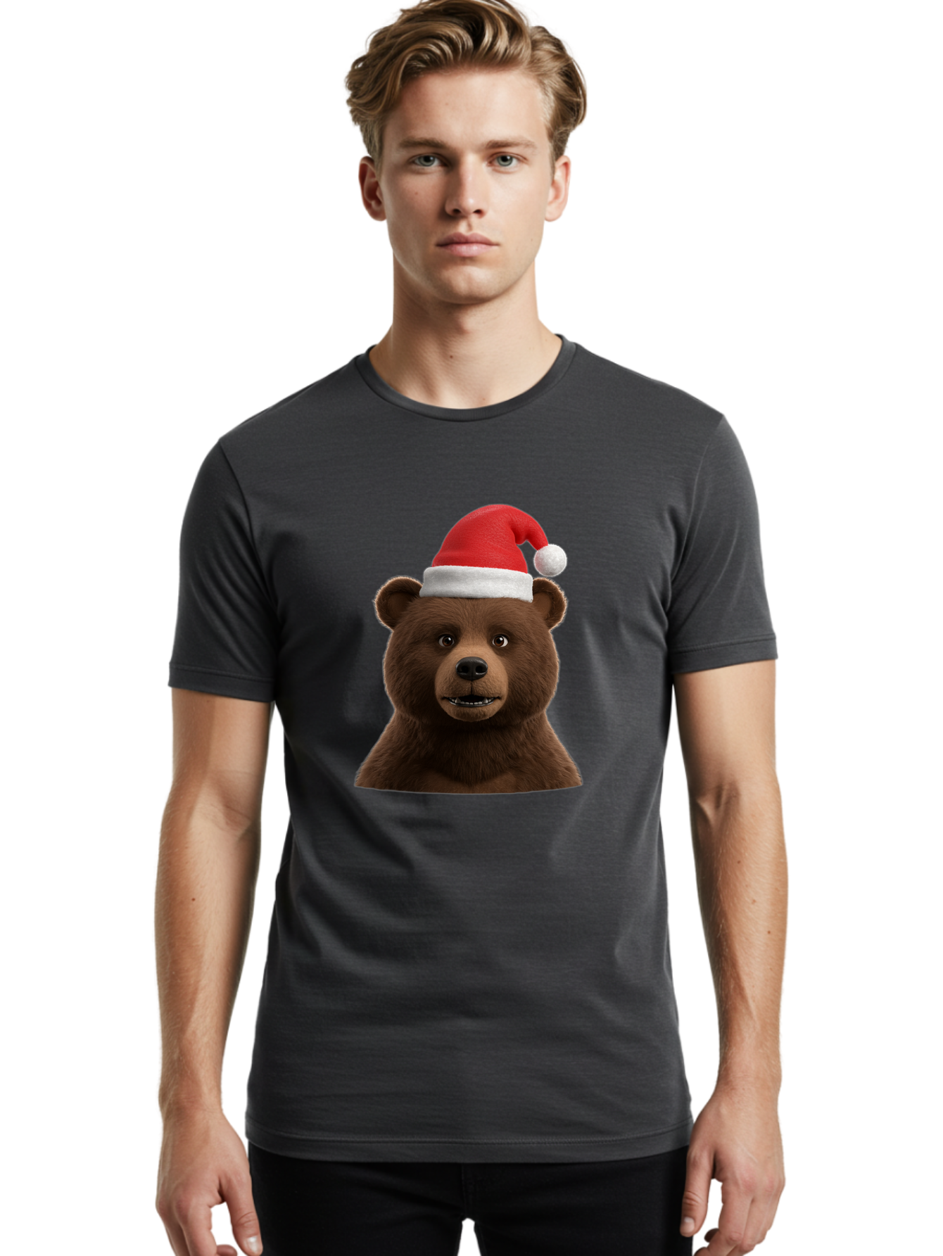 Brown-Bear-Santa-Hat Men'S Graphic Tee, 100% Cotton, Comfortable Casual Summer Wear, Machine Washable, Vintage Camera, Old Camera, Antique Camera, Black Camera, Classic Photography, Photography Equipment, Nostalgic Device, Film Camera, Bae925