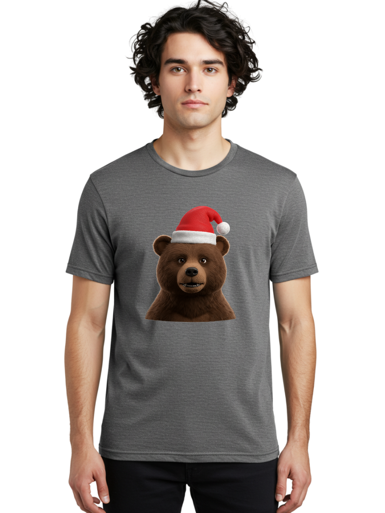 Brown-Bear-Santa-Hat Men'S Graphic Tee, 100% Cotton, Comfortable Casual Summer Wear, Machine Washable, Vintage Camera, Old Camera, Antique Camera, Black Camera, Classic Photography, Photography Equipment, Nostalgic Device, Film Camera, Bae925