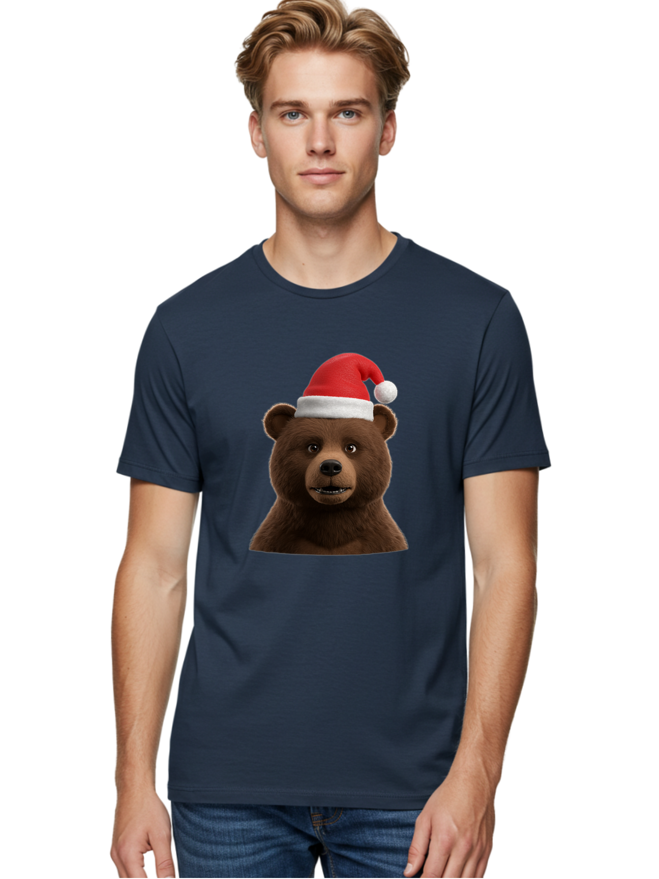 Brown-Bear-Santa-Hat Men'S Graphic Tee, 100% Cotton, Comfortable Casual Summer Wear, Machine Washable, Vintage Camera, Old Camera, Antique Camera, Black Camera, Classic Photography, Photography Equipment, Nostalgic Device, Film Camera, Bae925
