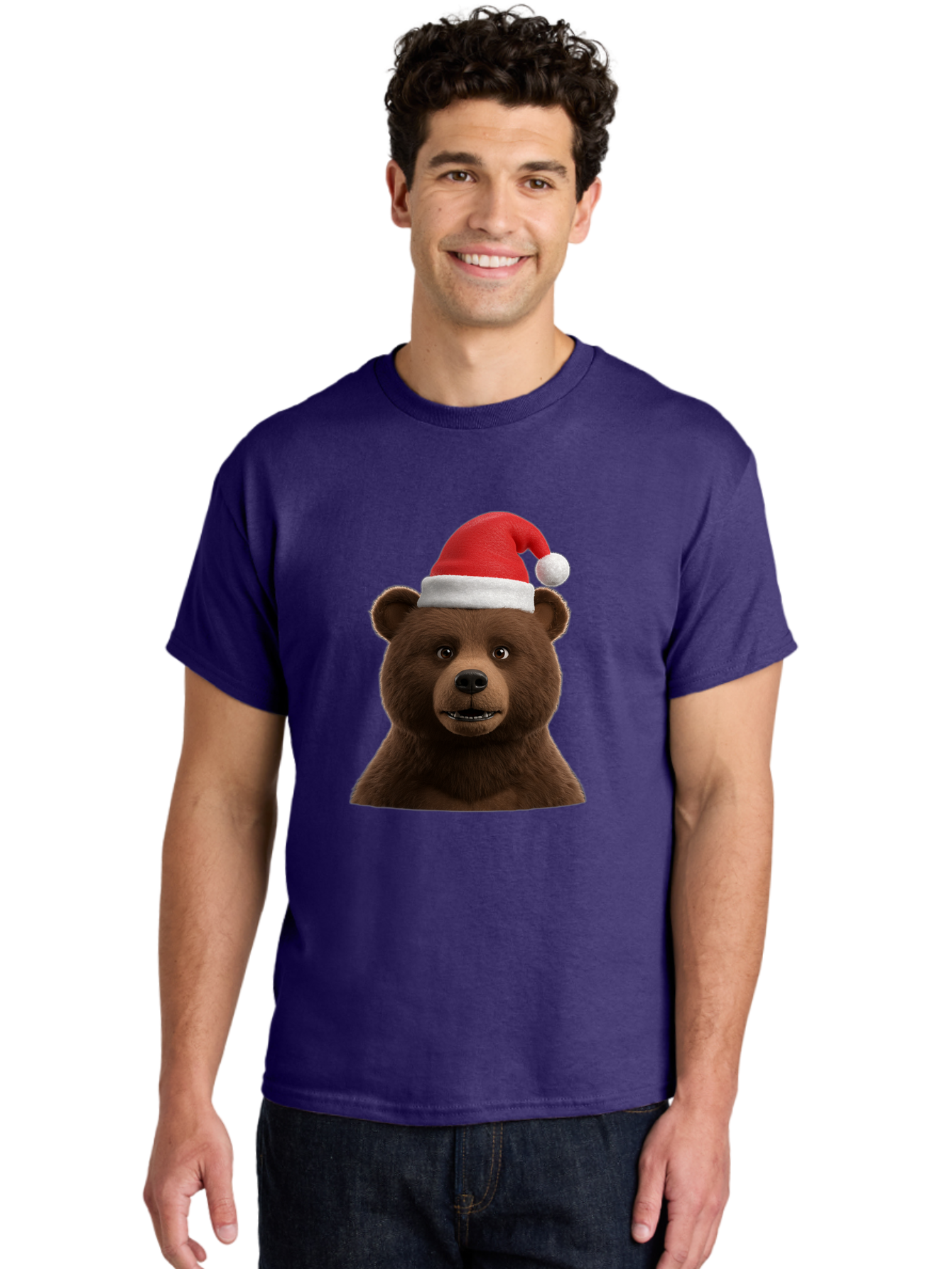 Brown-Bear-Santa-Hat Men'S Graphic Tee, 100% Cotton, Comfortable Casual Summer Wear, Machine Washable, Vintage Camera, Old Camera, Antique Camera, Black Camera, Classic Photography, Photography Equipment, Nostalgic Device, Film Camera, Bae925