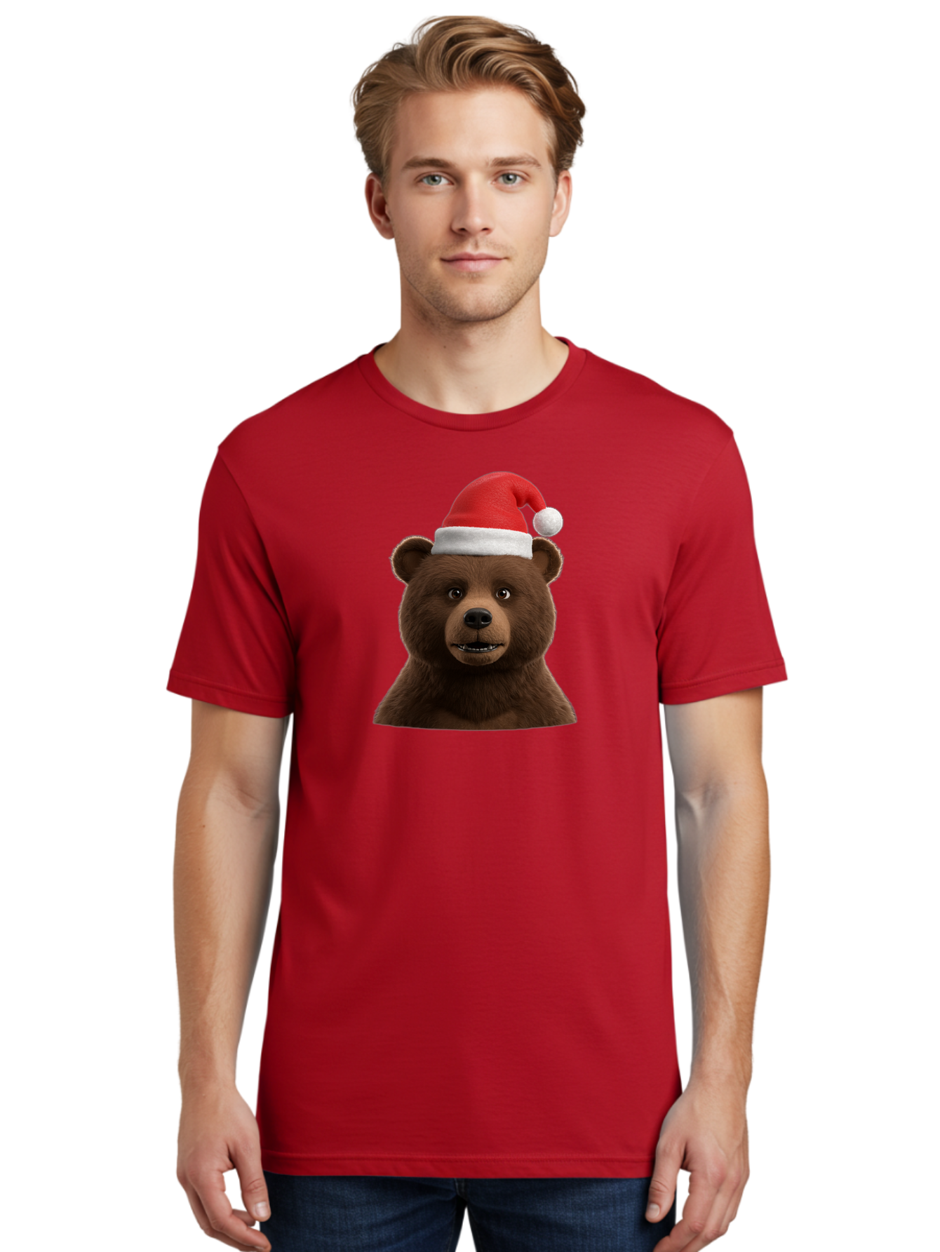 Brown-Bear-Santa-Hat Men'S Graphic Tee, 100% Cotton, Comfortable Casual Summer Wear, Machine Washable, Vintage Camera, Old Camera, Antique Camera, Black Camera, Classic Photography, Photography Equipment, Nostalgic Device, Film Camera, Bae925