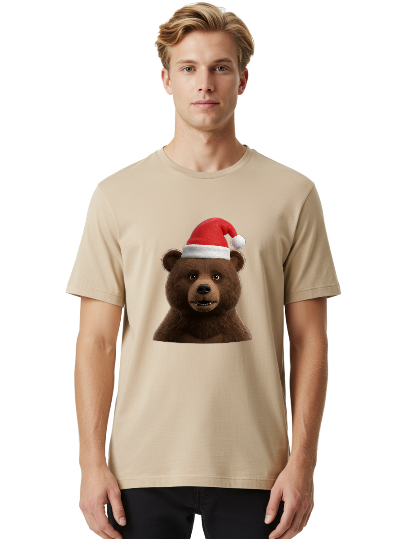 Brown-Bear-Santa-Hat Men'S Graphic Tee, 100% Cotton, Comfortable Casual Summer Wear, Machine Washable, Vintage Camera, Old Camera, Antique Camera, Black Camera, Classic Photography, Photography Equipment, Nostalgic Device, Film Camera, Bae925