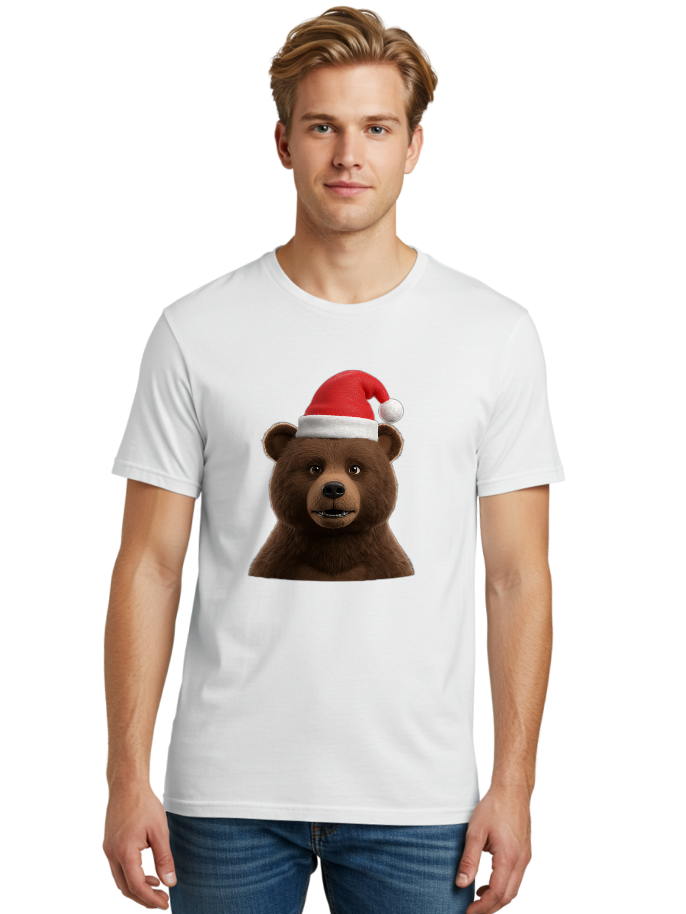 Brown-Bear-Santa-Hat Men'S Graphic Tee, 100% Cotton, Comfortable Casual Summer Wear, Machine Washable, Vintage Camera, Old Camera, Antique Camera, Black Camera, Classic Photography, Photography Equipment, Nostalgic Device, Film Camera, Bae925
