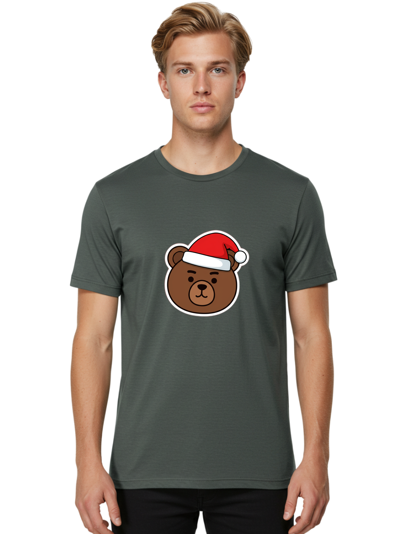Brown-Bear-Wearing-Christmas-Hat Men'S Graphic Tee, 100% Cotton, Comfortable Casual Summer Wear, Machine Washable, Vintage Camera, Old Camera, Antique Camera, Black Camera, Classic Photography, Photography Equipment, Nostalgic Device, Bae926