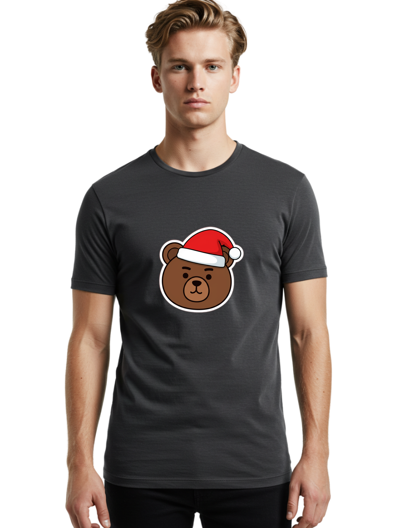 Brown-Bear-Wearing-Christmas-Hat Men'S Graphic Tee, 100% Cotton, Comfortable Casual Summer Wear, Machine Washable, Vintage Camera, Old Camera, Antique Camera, Black Camera, Classic Photography, Photography Equipment, Nostalgic Device, Bae926