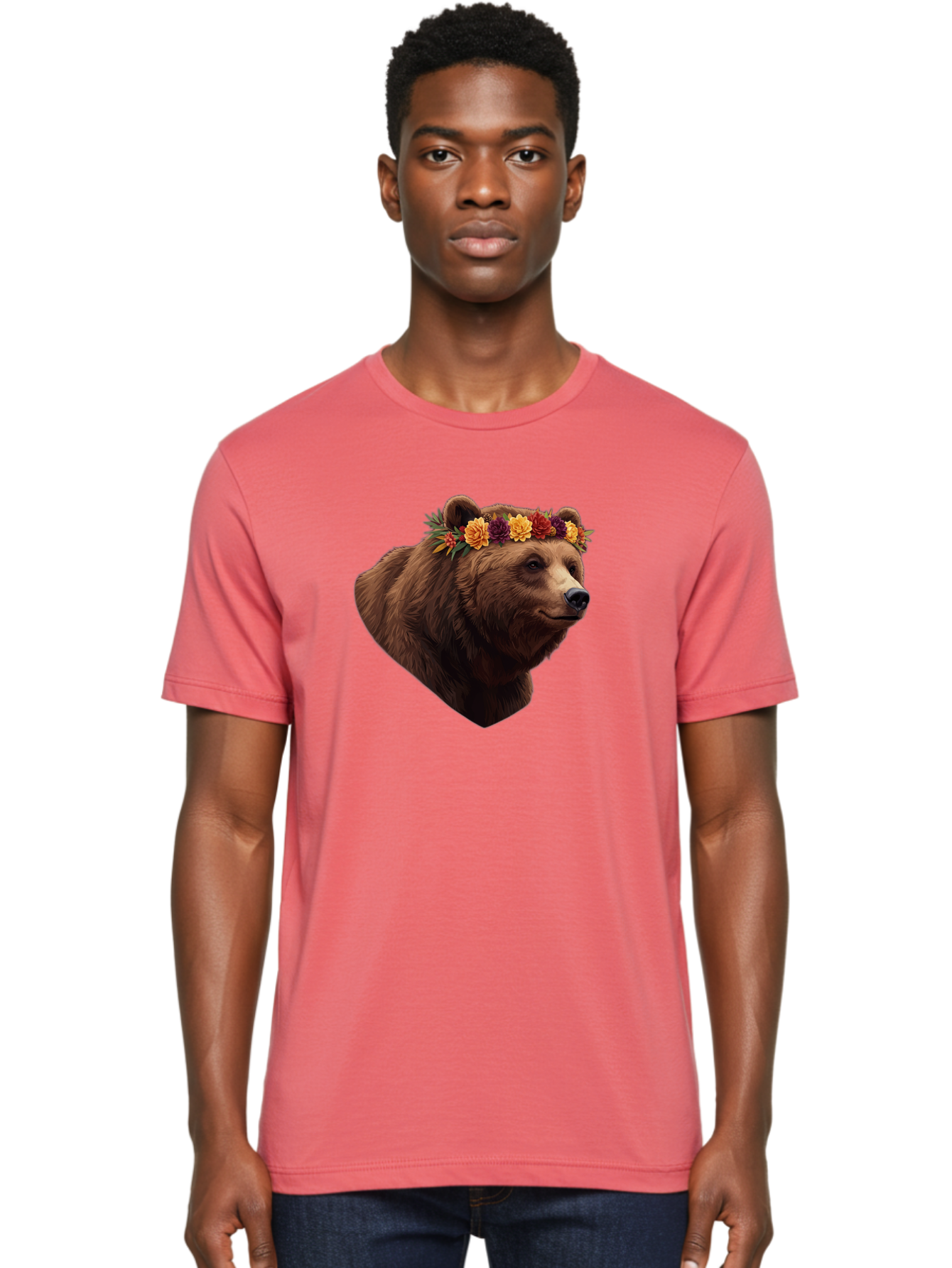 Brown-Bear-With-Flower-Crown Men'S Graphic Tee, 100% Cotton, Comfortable Casual Summer Wear, Machine Washable, Vintage Camera, Old Camera, Antique Camera, Black Camera, Classic Photography, Photography Equipment, Nostalgic Device, Film Camera, Bae928