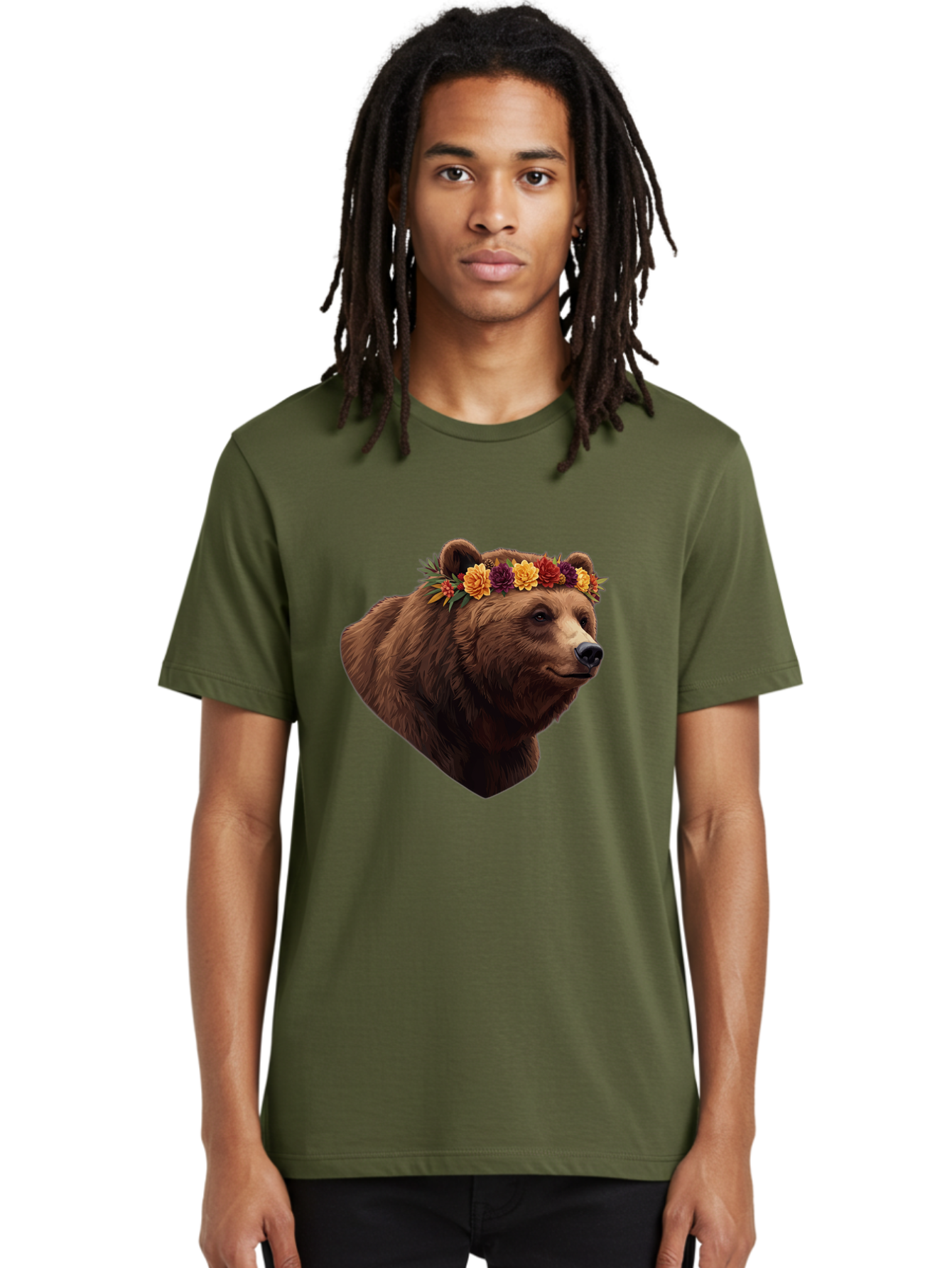 Brown-Bear-With-Flower-Crown Men'S Graphic Tee, 100% Cotton, Comfortable Casual Summer Wear, Machine Washable, Vintage Camera, Old Camera, Antique Camera, Black Camera, Classic Photography, Photography Equipment, Nostalgic Device, Film Camera, Bae928