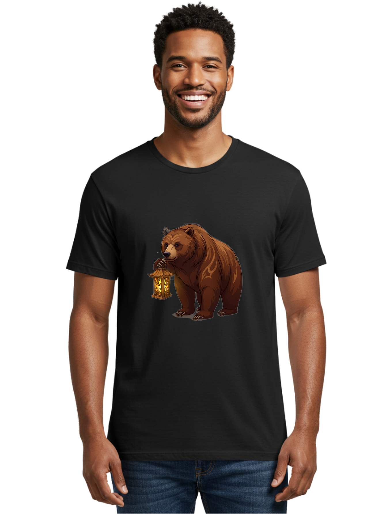 Brown-Bear-With-Lantern Men'S Graphic Tee, 100% Cotton, Comfortable Casual Summer Wear, Machine Washable, Vintage Camera, Old Camera, Antique Camera, Black Camera, Classic Photography, Photography Equipment, Nostalgic Device, Film Camera, Bae930