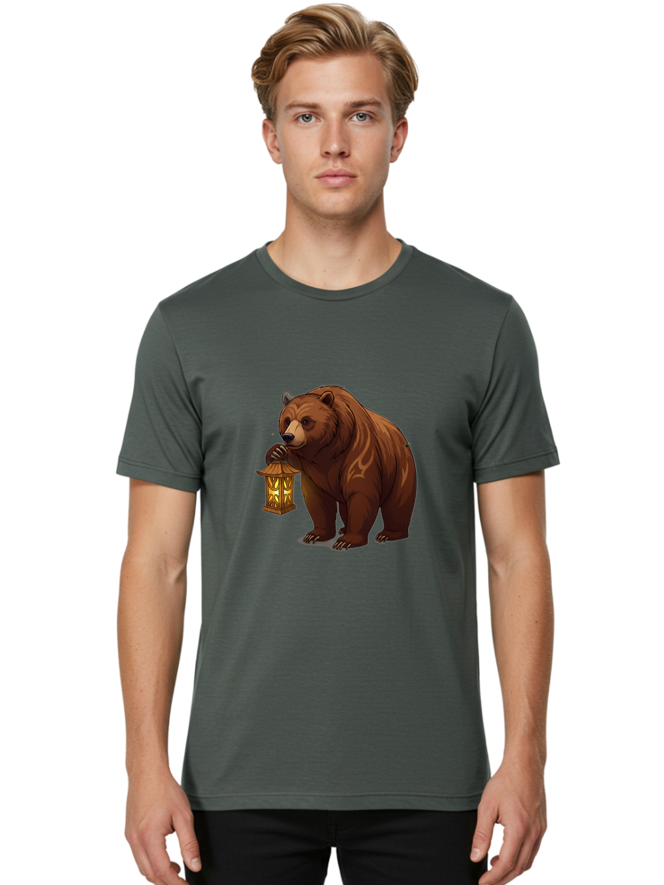 Brown-Bear-With-Lantern Men'S Graphic Tee, 100% Cotton, Comfortable Casual Summer Wear, Machine Washable, Vintage Camera, Old Camera, Antique Camera, Black Camera, Classic Photography, Photography Equipment, Nostalgic Device, Film Camera, Bae930