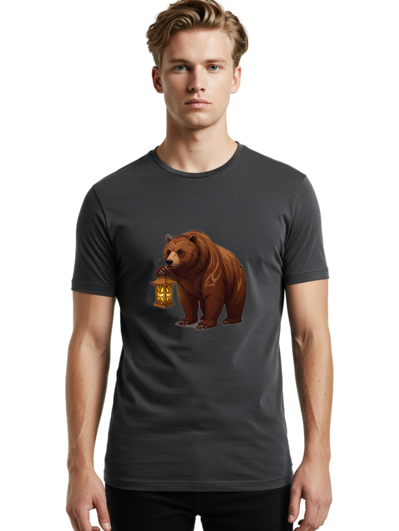 Brown-Bear-With-Lantern Men'S Graphic Tee, 100% Cotton, Comfortable Casual Summer Wear, Machine Washable, Vintage Camera, Old Camera, Antique Camera, Black Camera, Classic Photography, Photography Equipment, Nostalgic Device, Film Camera, Bae930
