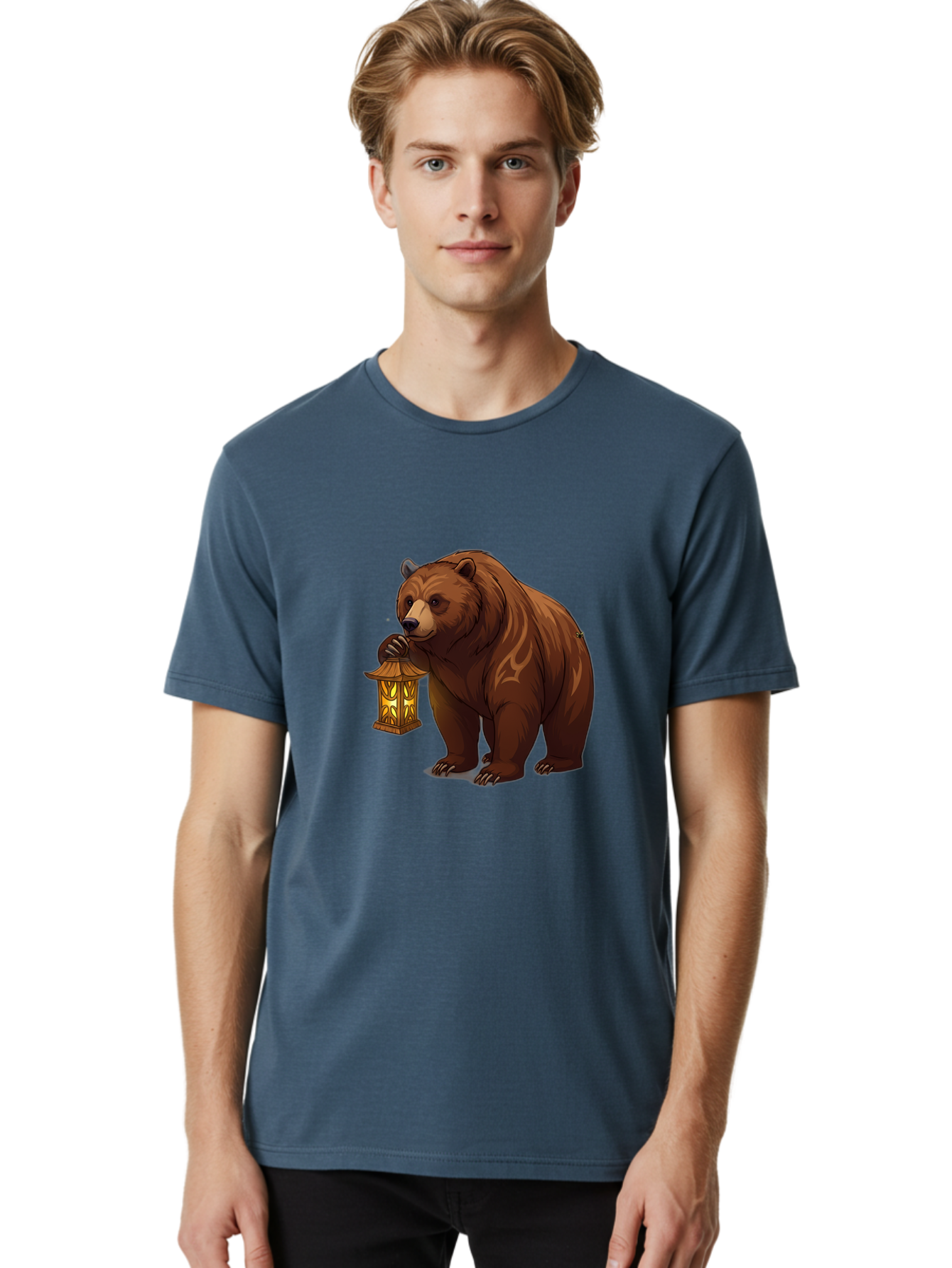 Brown-Bear-With-Lantern Men'S Graphic Tee, 100% Cotton, Comfortable Casual Summer Wear, Machine Washable, Vintage Camera, Old Camera, Antique Camera, Black Camera, Classic Photography, Photography Equipment, Nostalgic Device, Film Camera, Bae930