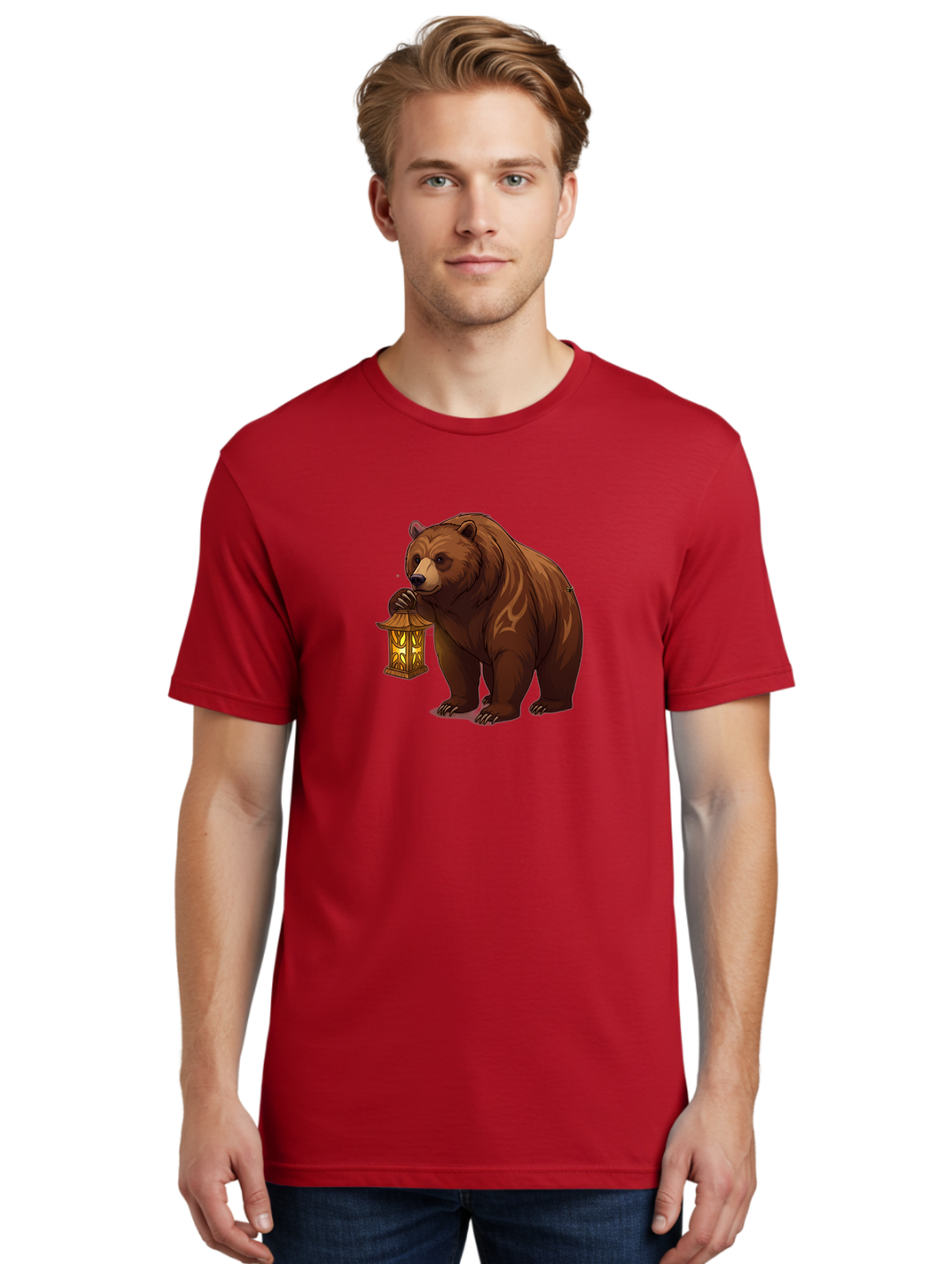 Brown-Bear-With-Lantern Men'S Graphic Tee, 100% Cotton, Comfortable Casual Summer Wear, Machine Washable, Vintage Camera, Old Camera, Antique Camera, Black Camera, Classic Photography, Photography Equipment, Nostalgic Device, Film Camera, Bae930