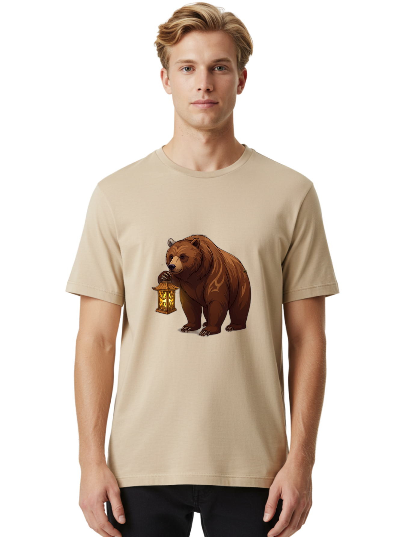 Brown-Bear-With-Lantern Men'S Graphic Tee, 100% Cotton, Comfortable Casual Summer Wear, Machine Washable, Vintage Camera, Old Camera, Antique Camera, Black Camera, Classic Photography, Photography Equipment, Nostalgic Device, Film Camera, Bae930