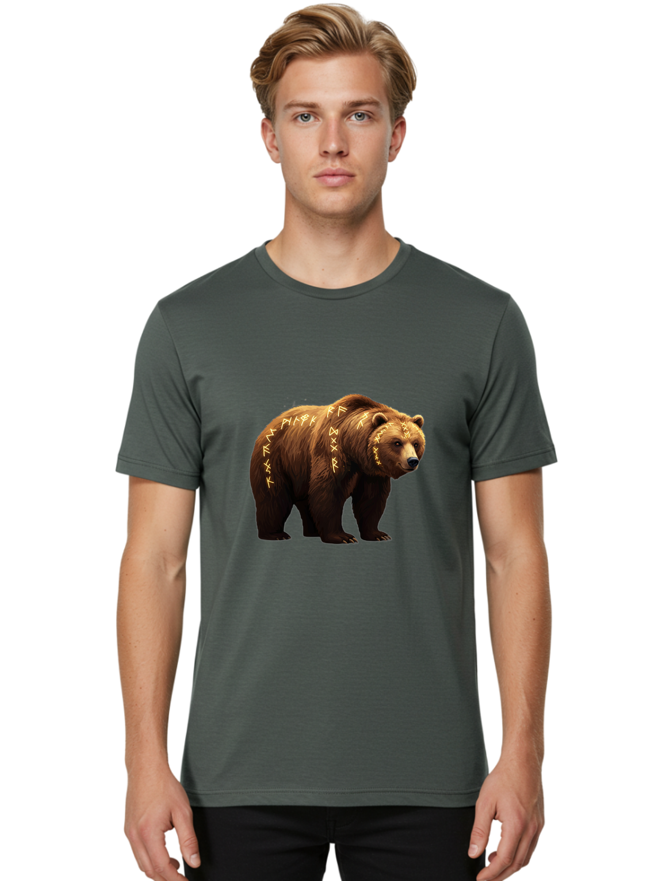 Brown-Bear-With-Runic-Symbols Men'S Graphic Tee, 100% Cotton, Comfortable Casual Summer Wear, Machine Washable, Vintage Camera, Old Camera, Antique Camera, Black Camera, Classic Photography, Photography Equipment, Nostalgic Device, Bae931